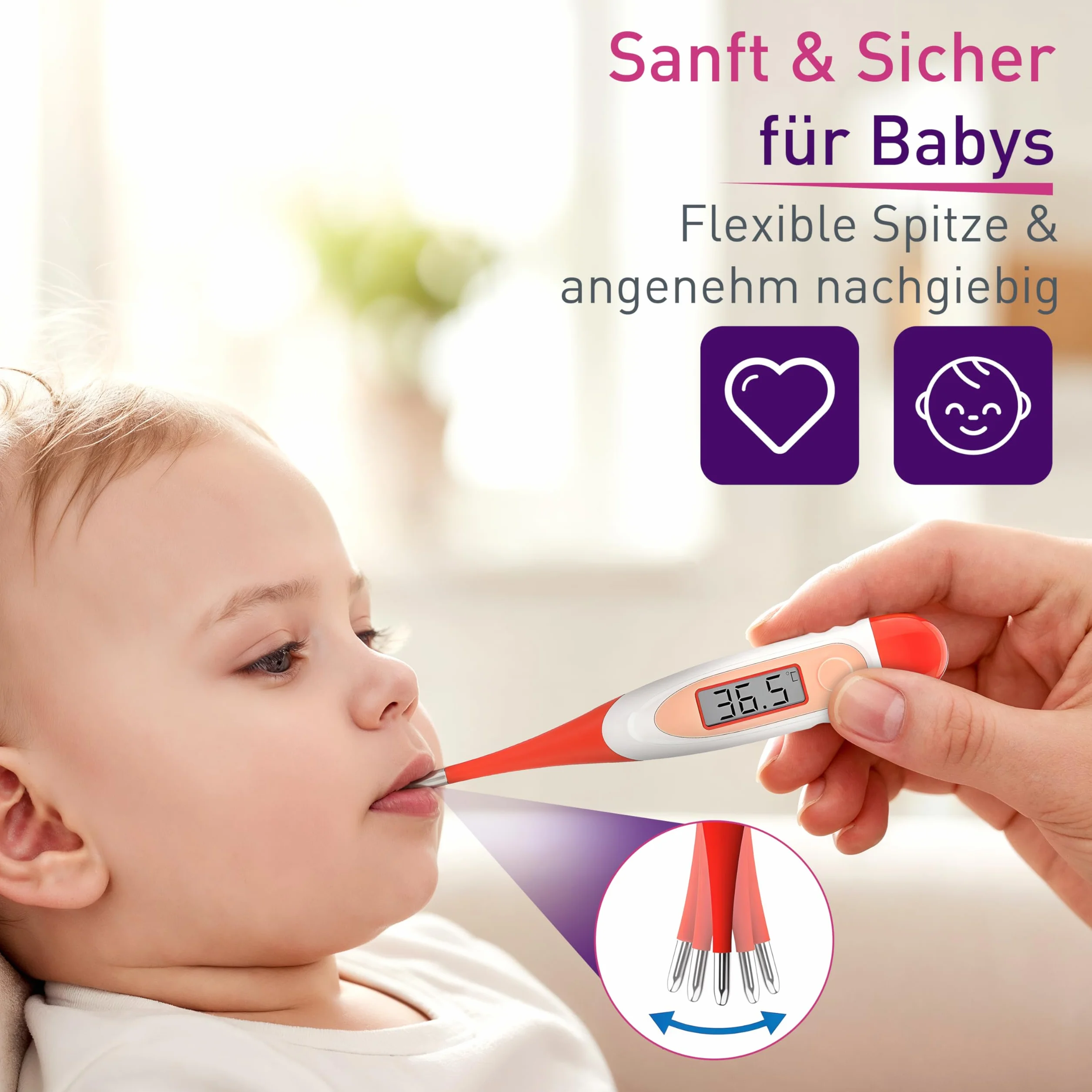 Thermomètre Médical Numérique Buccal SC 1501 Rouge Flex Speed