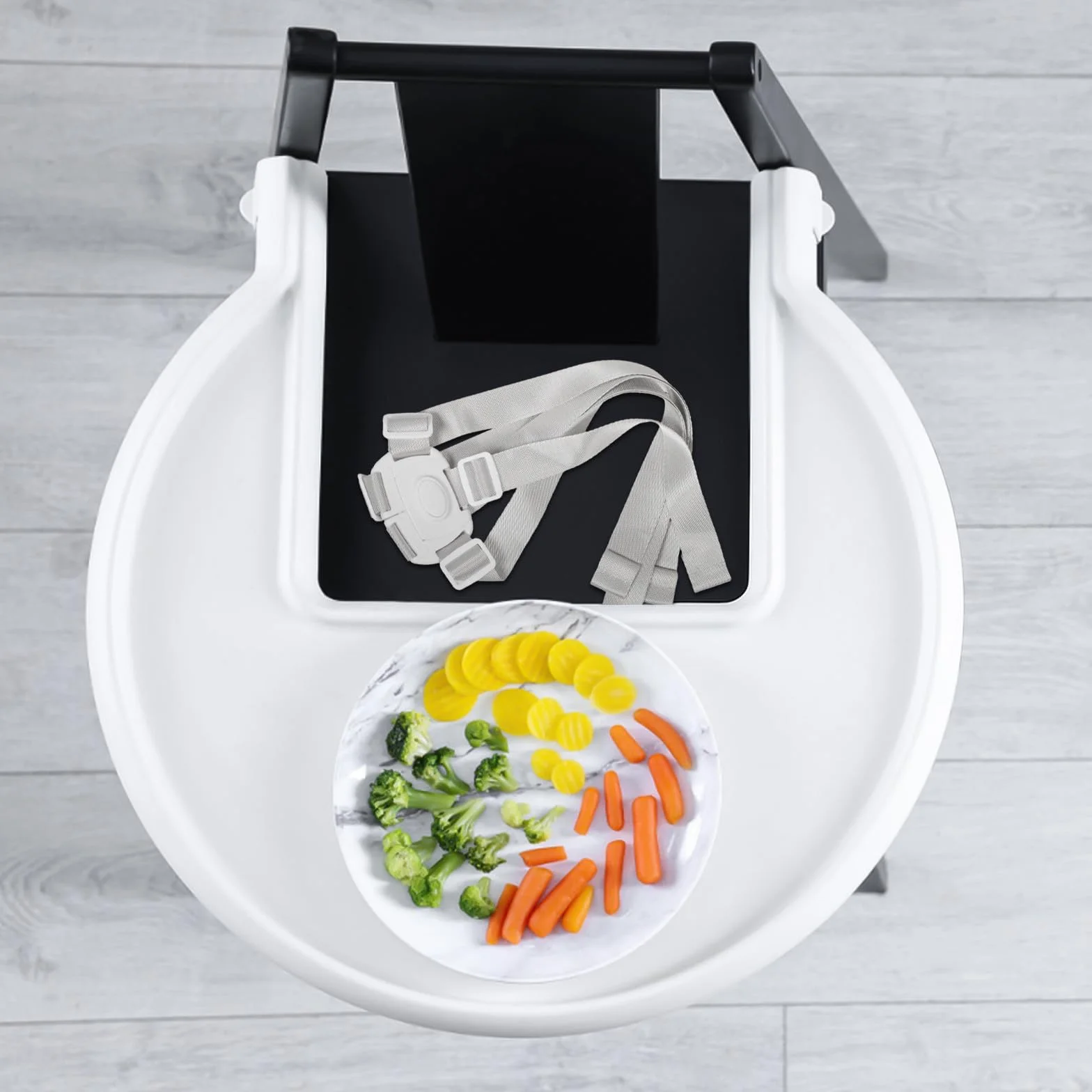 Harnais de Sécurité 5 Points Blanc pour Chaise Haute et Poussette, Sangles Réglables, Accessoire Bébé