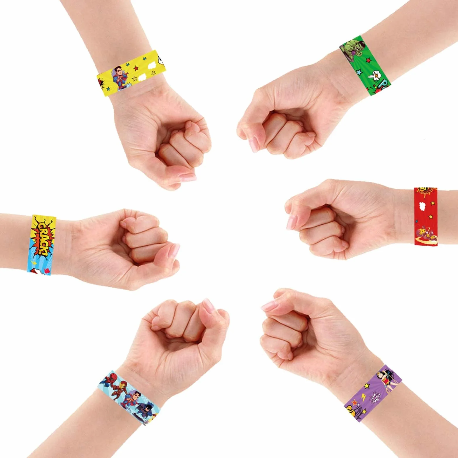 POPOYU 24PCS Slap Bracelet à Claquer Super Héros Enfant Cadeau Filles Garçons