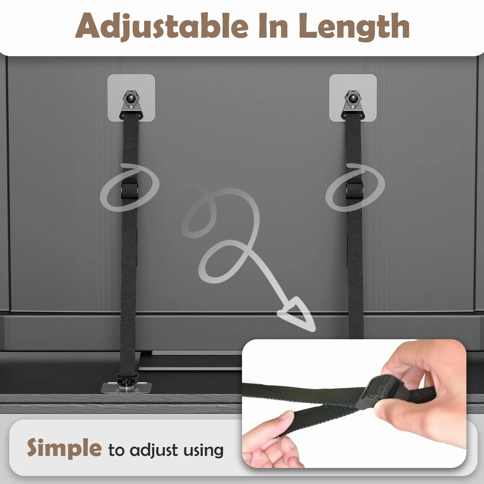 Joythink Sangle de sécurité anti-basculement pour TV et meubles, ancrage mural réglable, noir