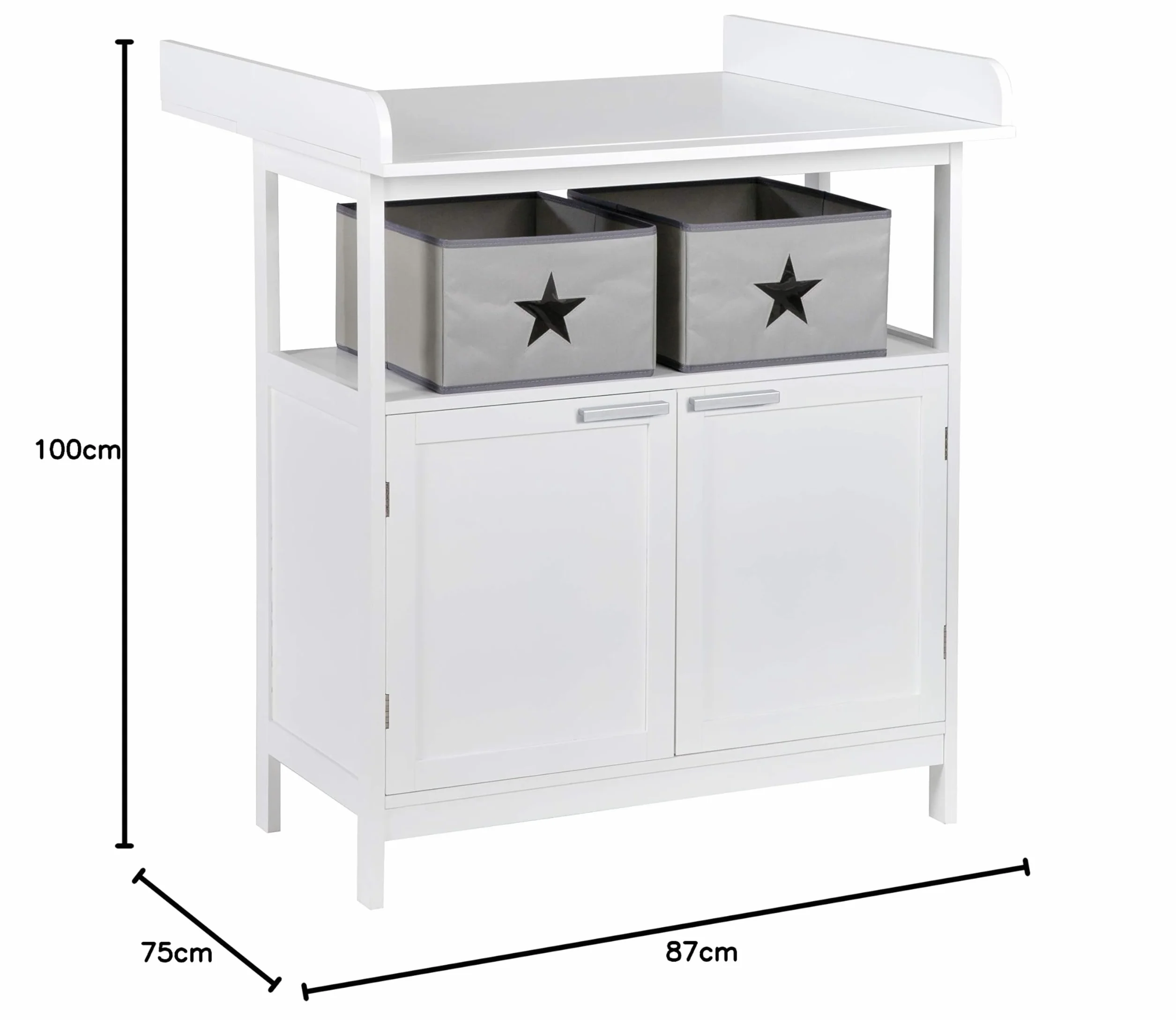 roba Commode à Langer Hamburg 2 Portes Blanc avec Plan Amovible - Fixation Murale Incluse