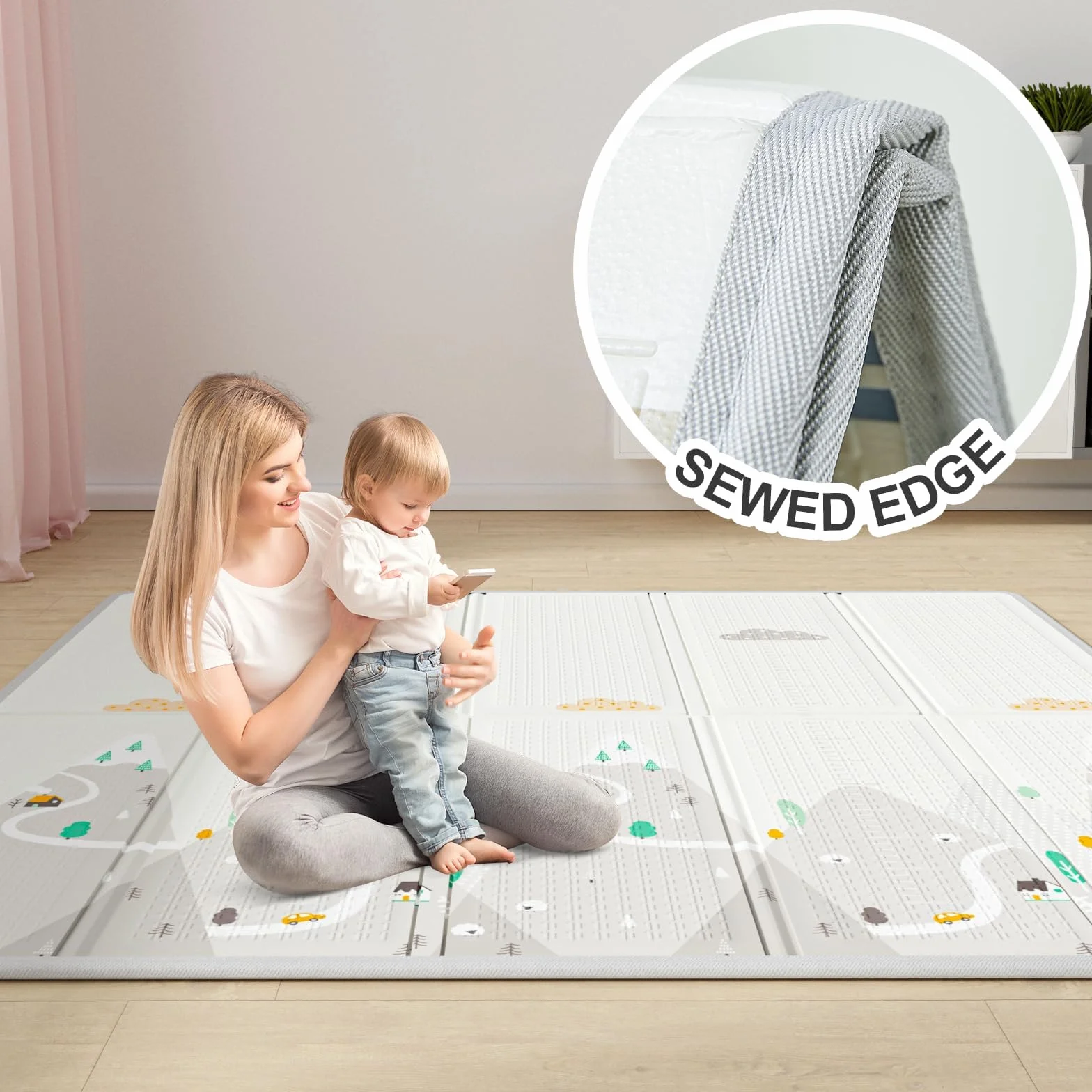 Parc Bébé 150x150cm Modulable Pliable Grand Parc pour Enfant avec Tapis