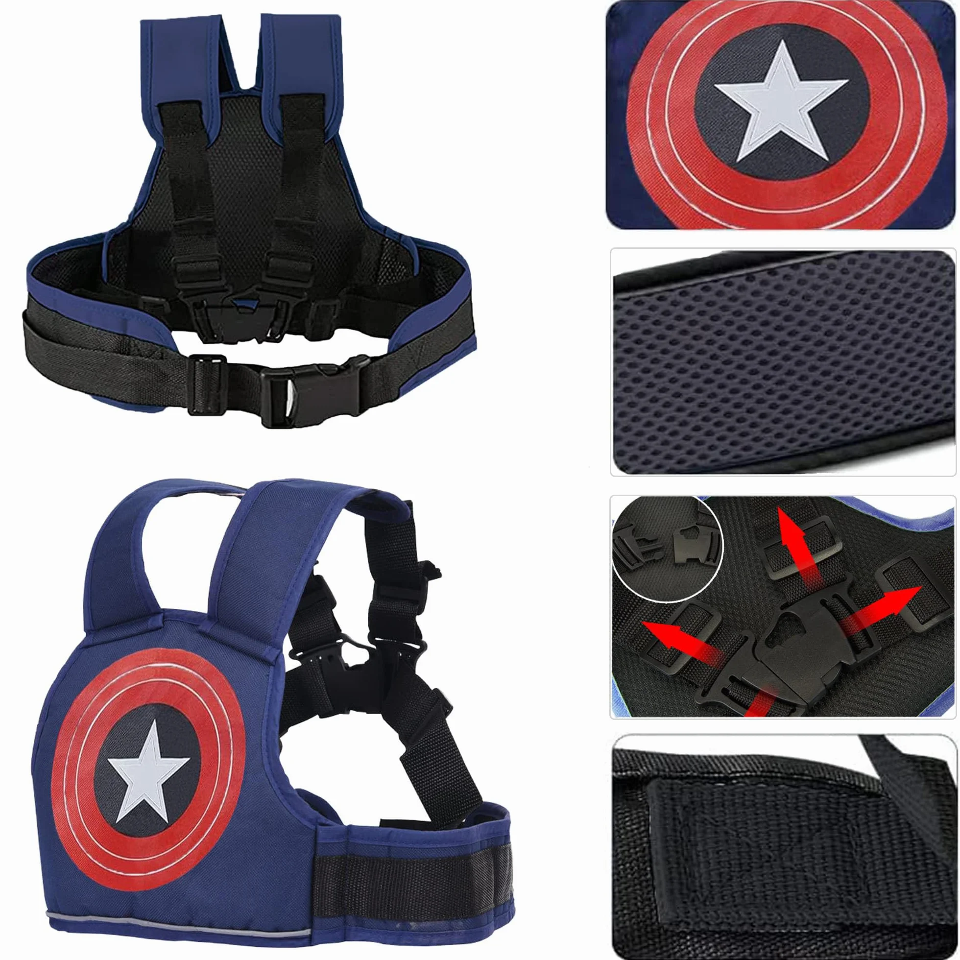 Ceinture de Sécurité Moto Enfants Réglable Haute Résistance Harnais Anti-Chute 2-10 Ans