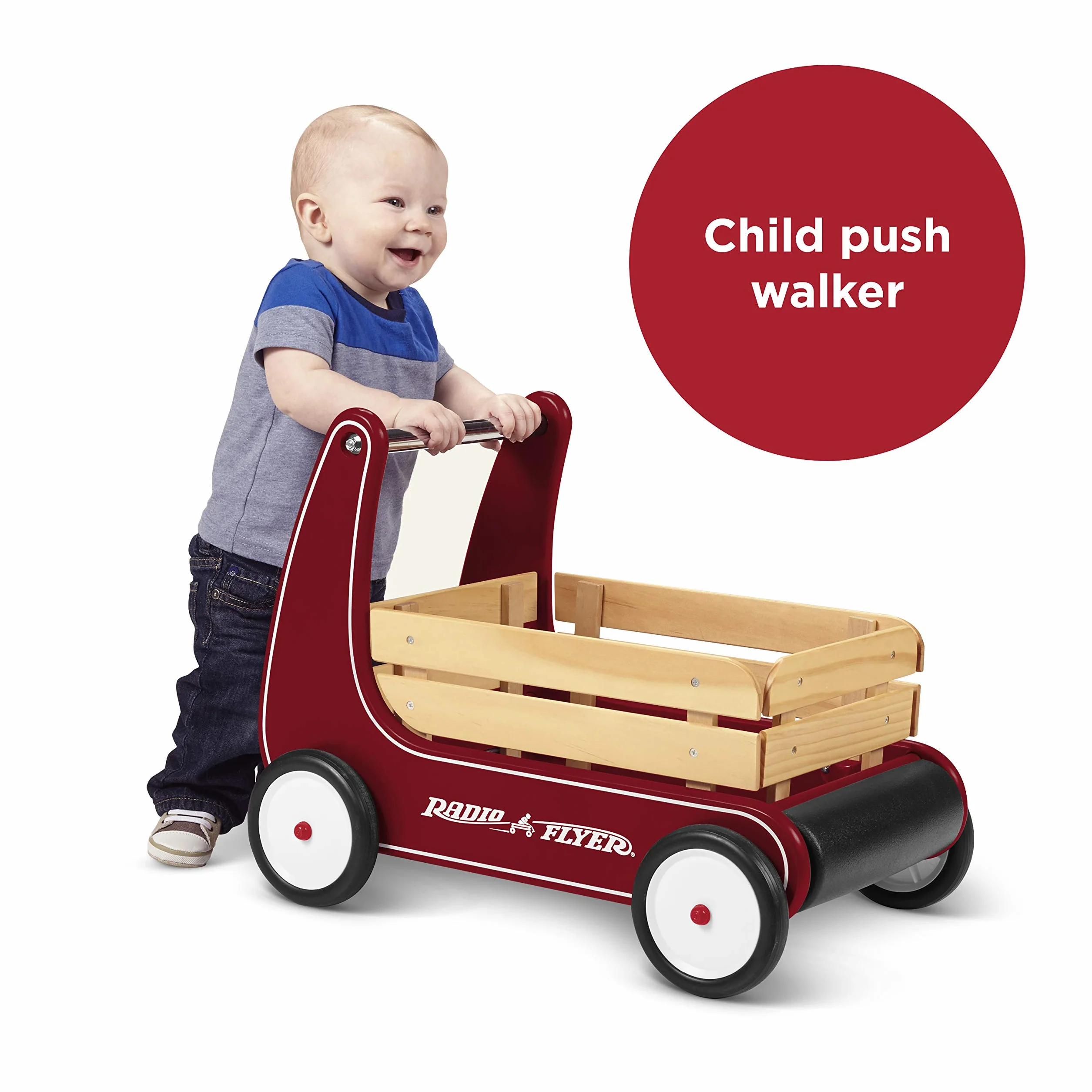 Radio Flyer Chariot de Marche en Bois Rouge pour Tout-Petits 1-4 Ans
