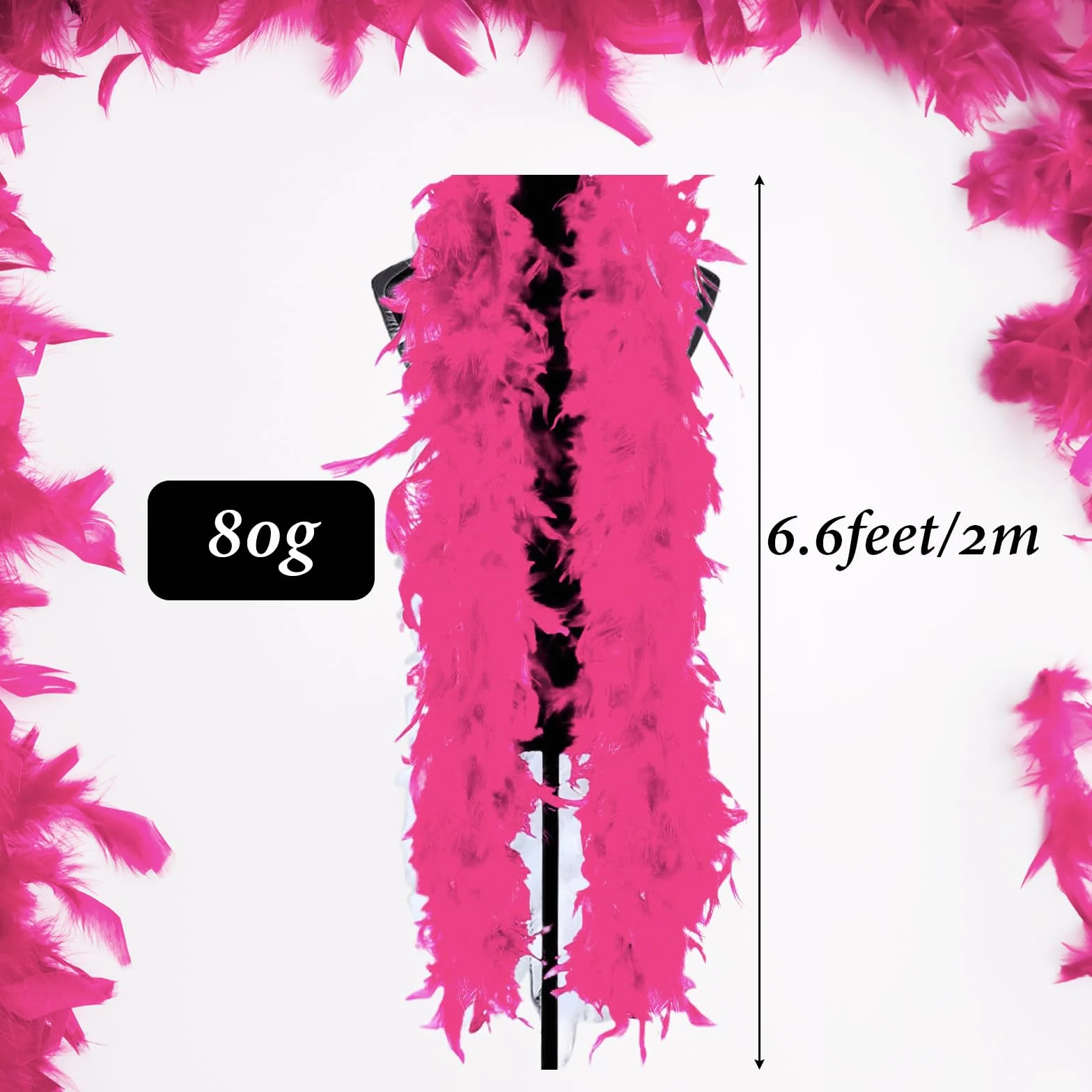 Boa en Plumes 2M 80g Rose Rouge Déguisement Carnaval Fête Costume DIY Accessoire