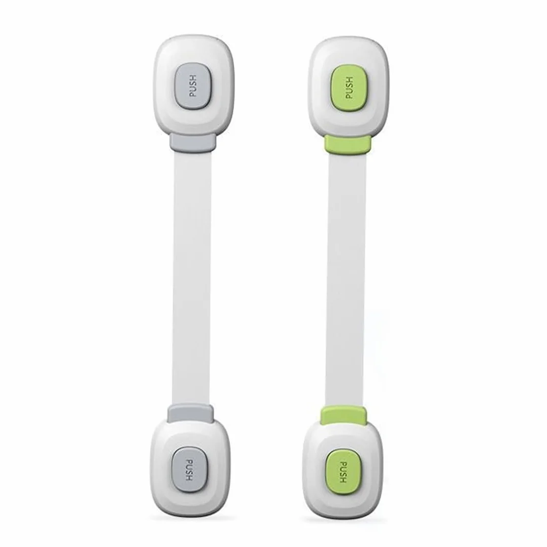 Bloque Porte Bébé Lot de 10, Sécurité Placard Enfant Adhésif Fort, Protection Bebe pour Armoires Tiroirs sans Perçage (Gris et Vert)