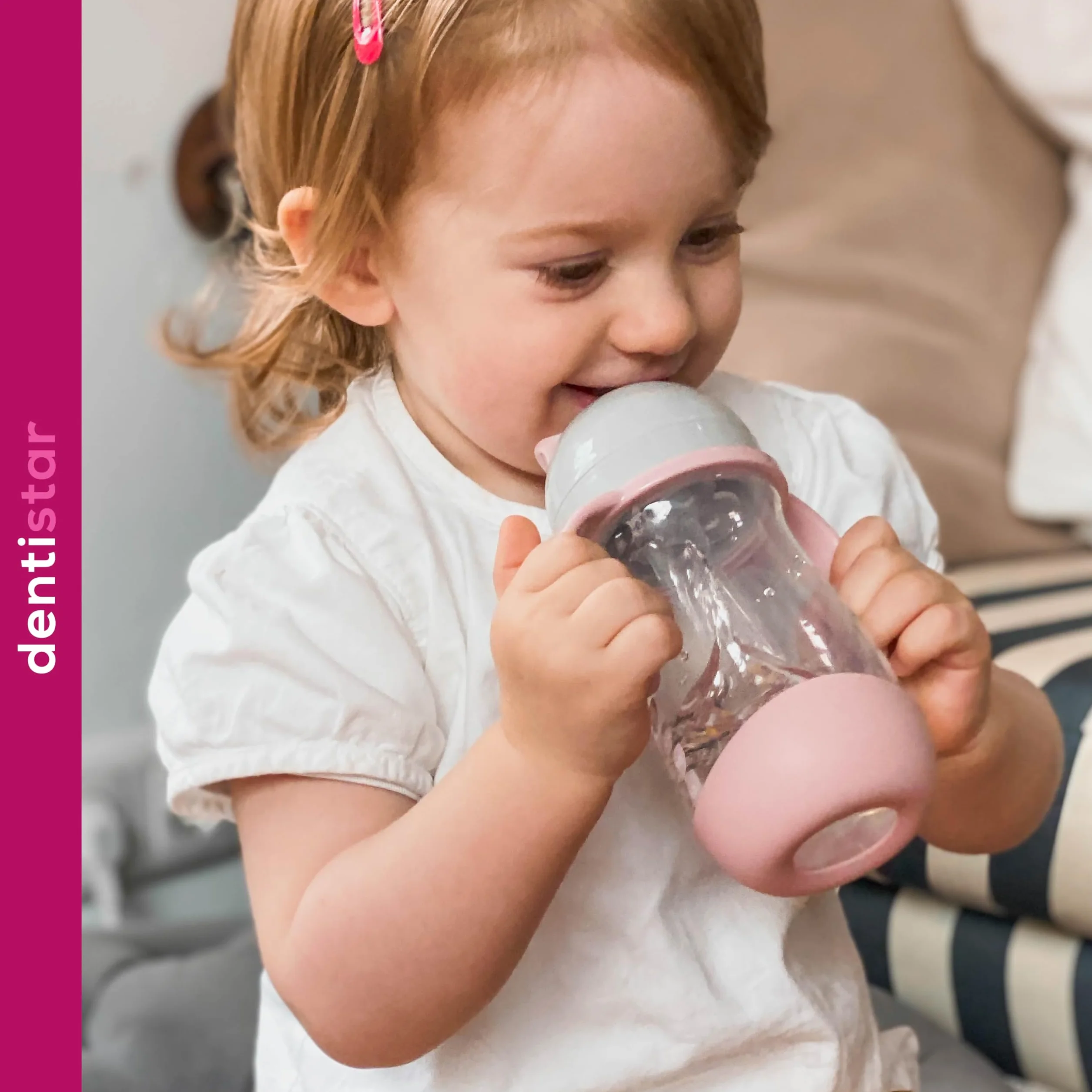 Dentistar Gourde bébé 260 ml avec paille sans BPA – Bouteille hermétique poignée antidérapante Menthe