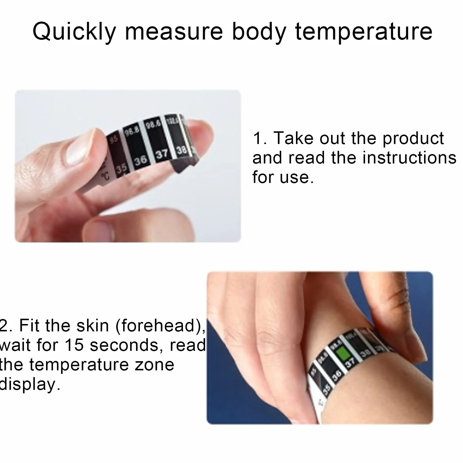 Sonew Bandes de Thermomètre à Lecture Rapide, Thermomètre Frontal Réutilisable pour Nourrissons Bébé Fahrenheit Celsius