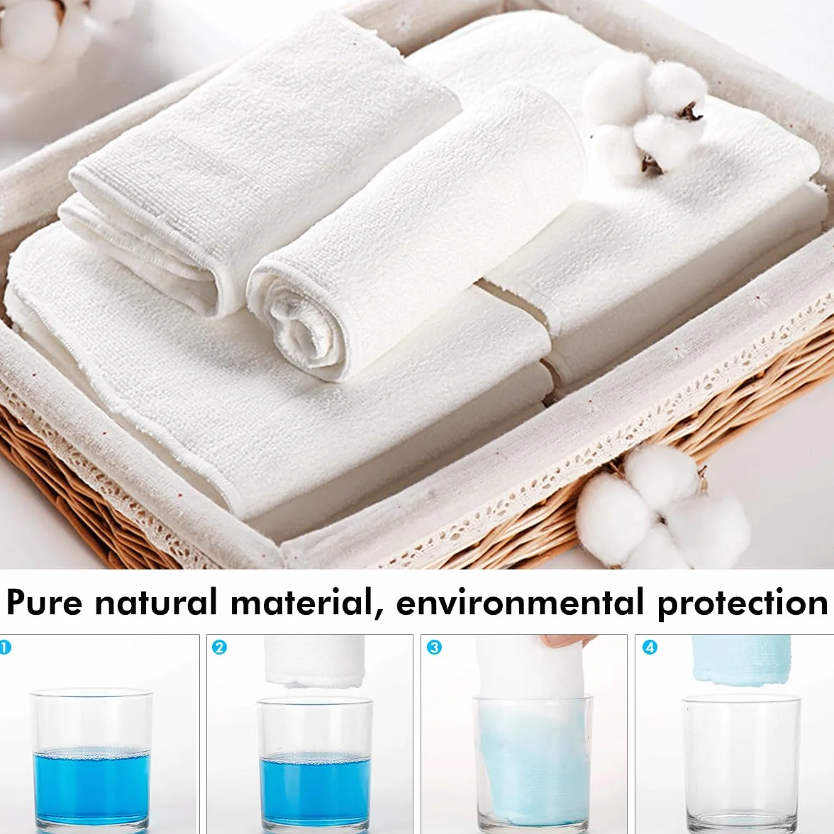Lot de 6 inserts en microfibre de bambou pour adultes, 4 couches, lavables, réutilisables, grands absorbants