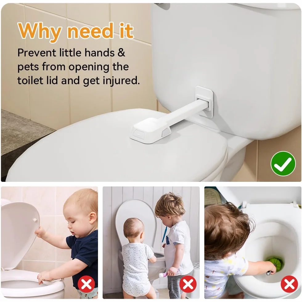EUDEMON Verrou de sécurité pour siège de toilette bébé enfant, installation facile adhésif sans perçage (blanc)