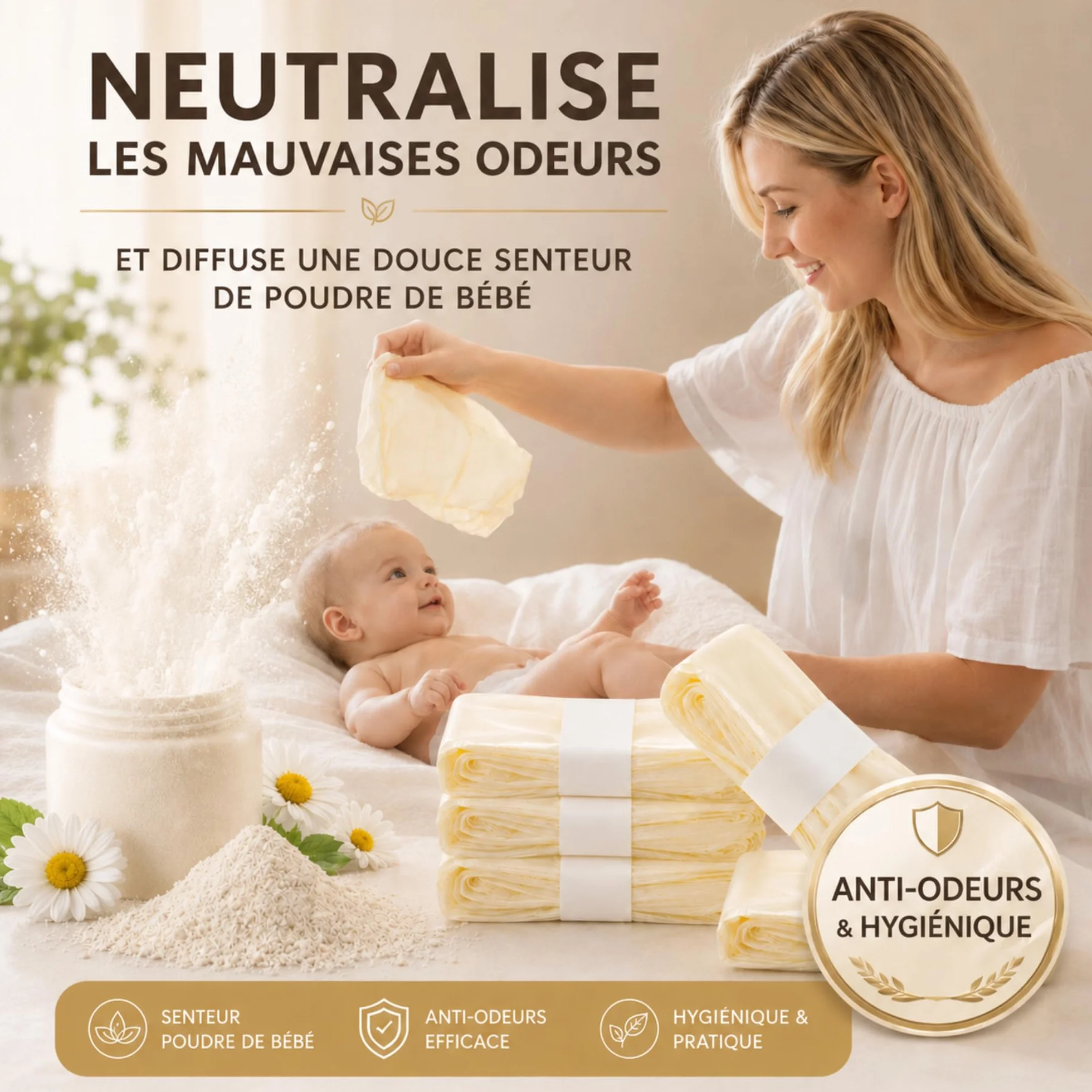 Recharges Poubelle à Couches XXL 12x7,5m Compatibles AngelCare Tommee Tippee Anti-Odeur Sans BPA Antibactérien Étanches