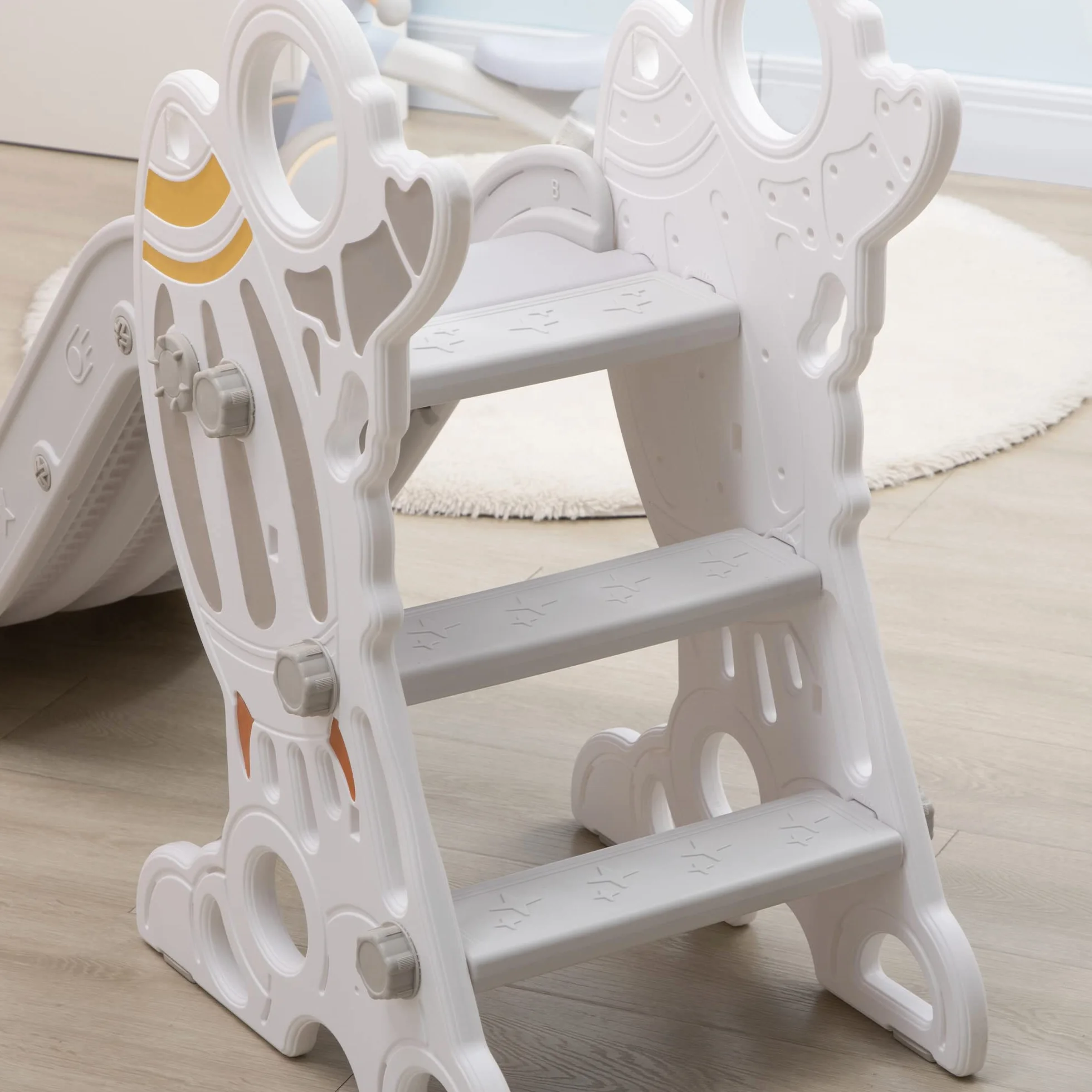AIYAPLAY Toboggan pour Enfants, intérieur, 18-36 Mois, 30 kg, 157x46,5x80 cm, Gris