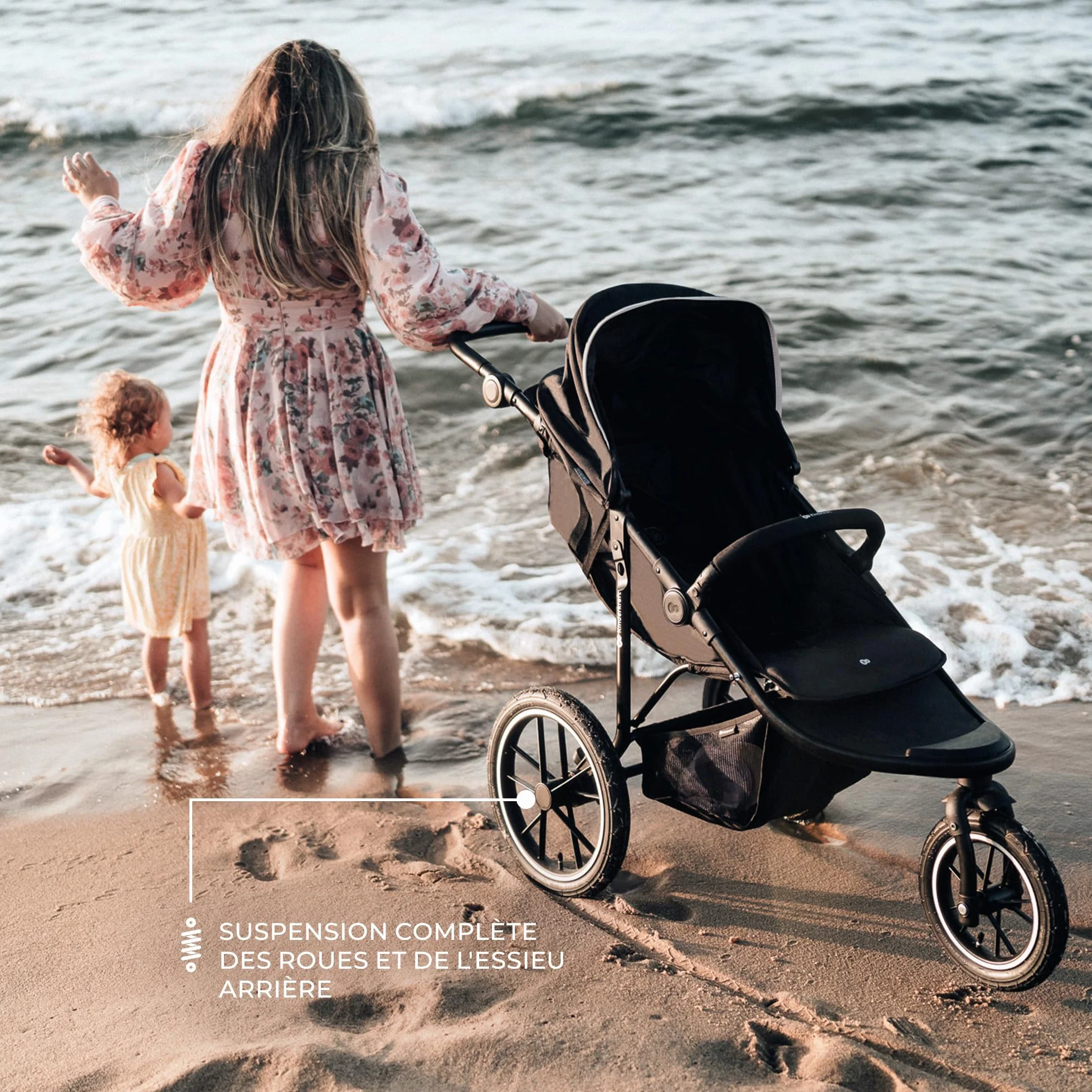 Kinderkraft HELSI 2 Jogger Poussette Sportive 3 Roues Dès La Naissance 22 Kg Réglable Gris