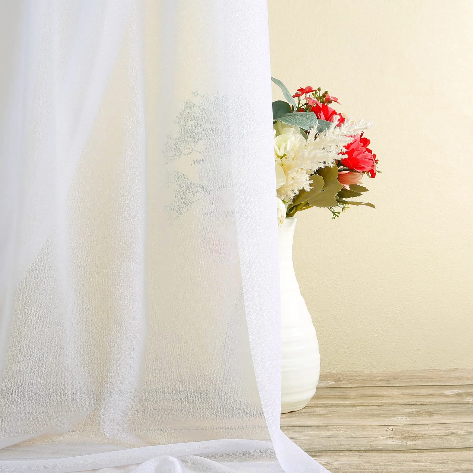 Rideau en Tulle Blanc 75 x 600 cm Tenture Arche Mariage Tissu Mousseline de Soie Blanche Décoration Mariage