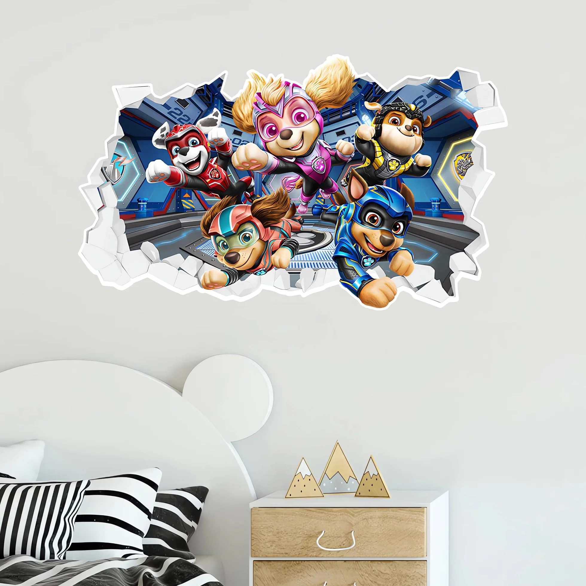 Autocollant mural 3D Pat' Patrouille décoration murale pour chambre d'enfant