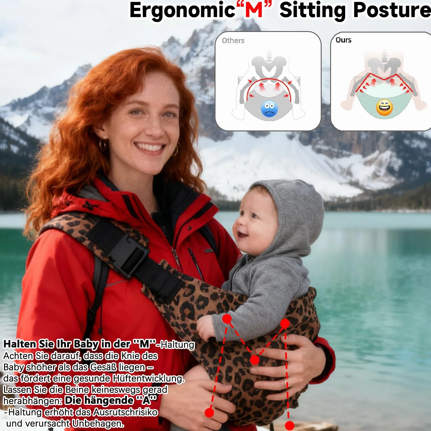 Écharpe de Portage Bébé Réglable Confortable Nouveau-Né 3-36 Mois Léopard