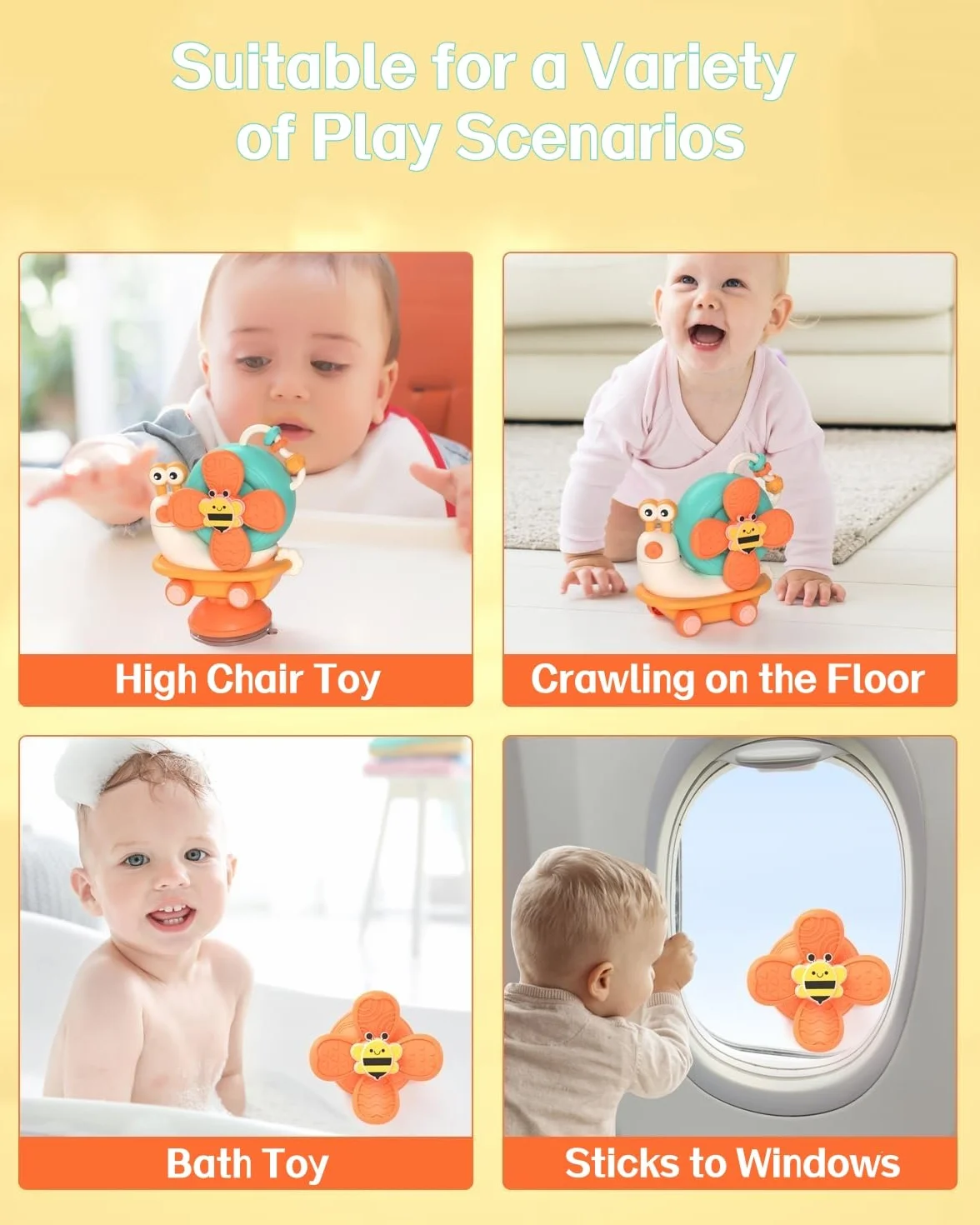 VORENUS Baby Ventouse Chaise Haute Montessori Sensoriels Jouet Eveil Bebe 1er Age Bain Bébé Cadeau Enfant 6-12 Mois