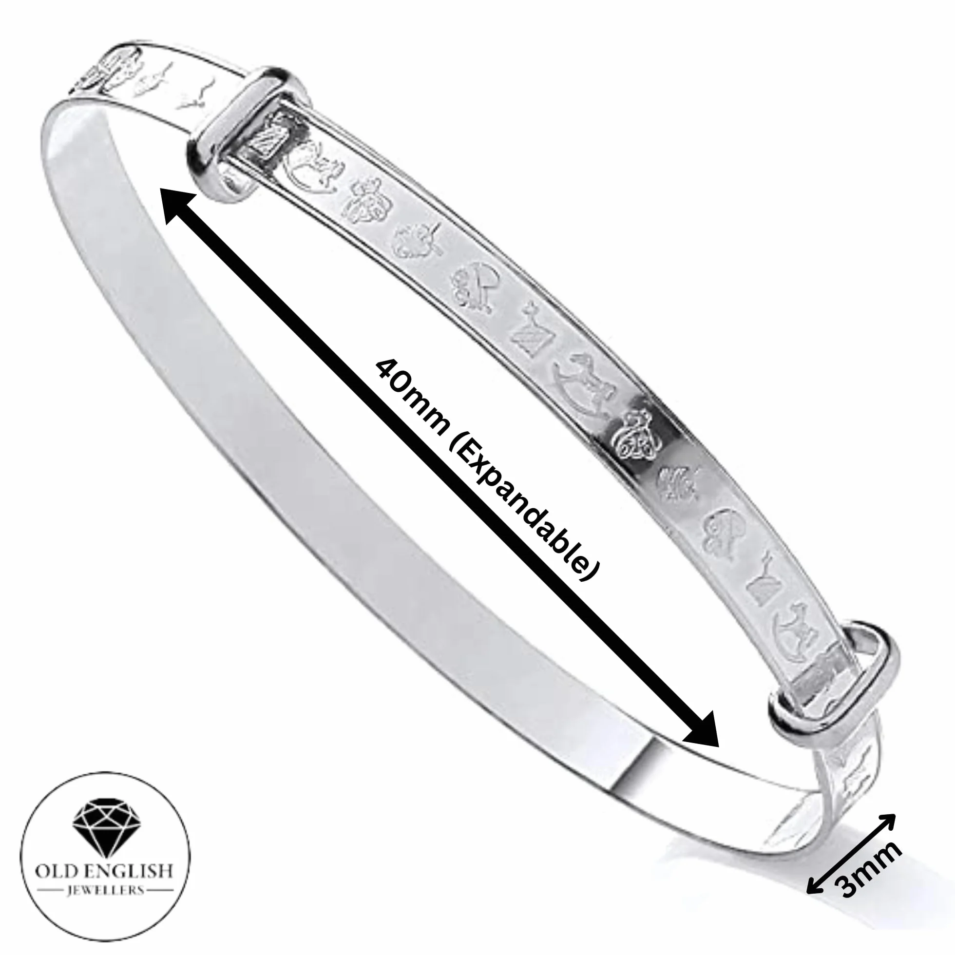 Bracelet extensible en argent sterling massif pour bébé Motif crèche