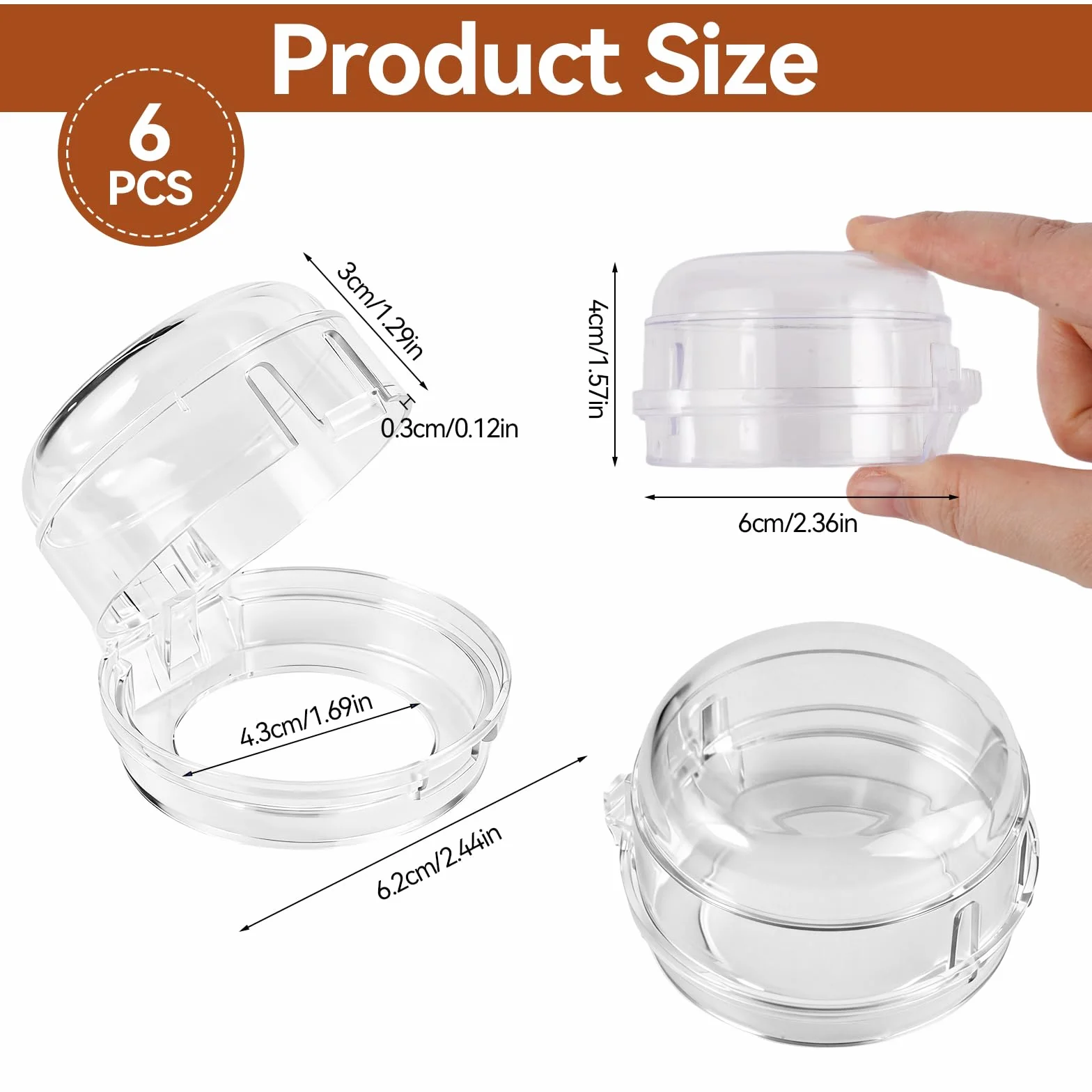 Cache-Boutons de Cuisinière Sécurité Enfant Autocollants Diamètre 4,9 cm Hauteur 4 cm Espacement 6,1 cm