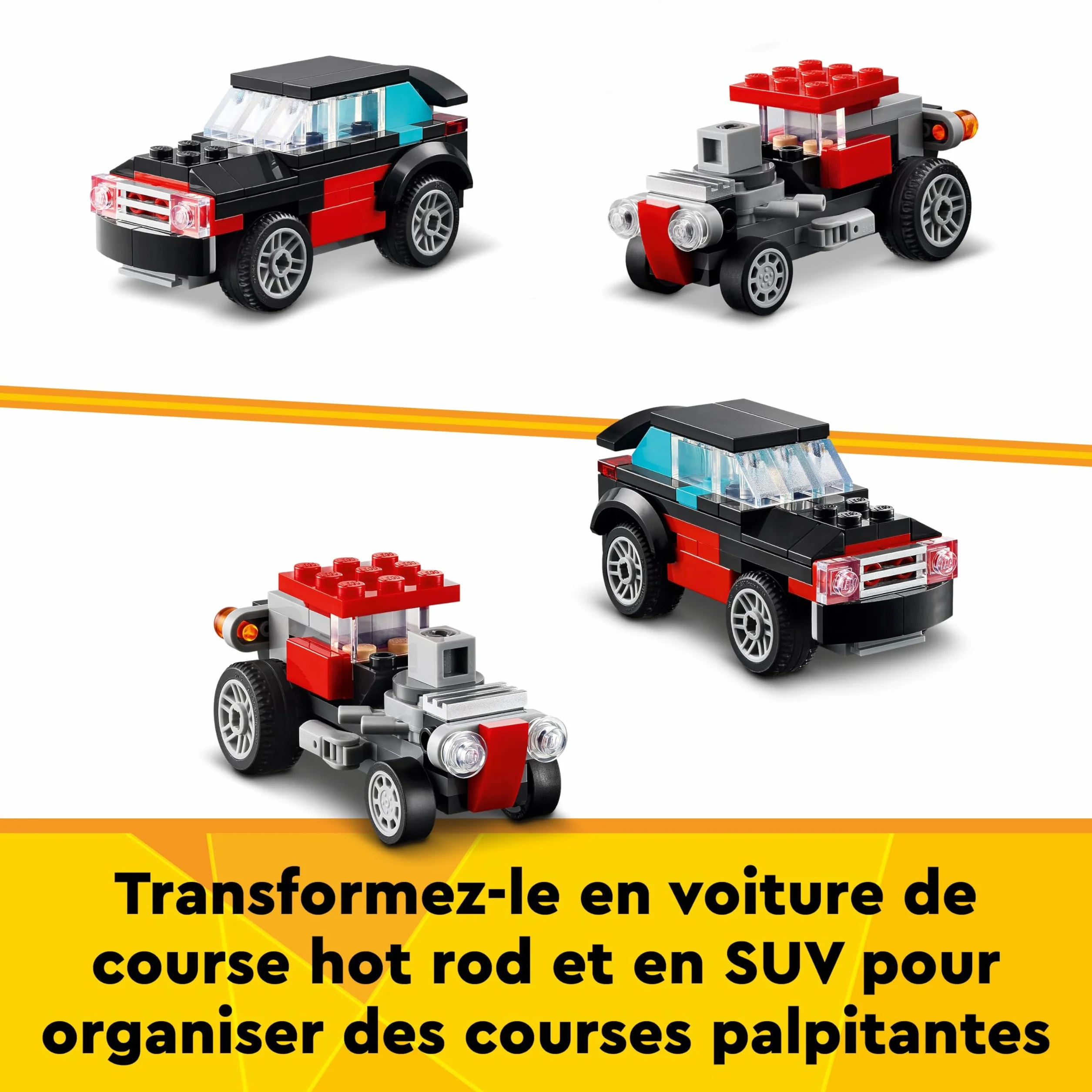 LEGO Creator 3in1 Flatbed Truck with Helicopter Toy to Propeller Plane and Fuel Lorry to Hot Rod and SUV Car Toys 31146 for 7 Plus Year Old Boys Girls