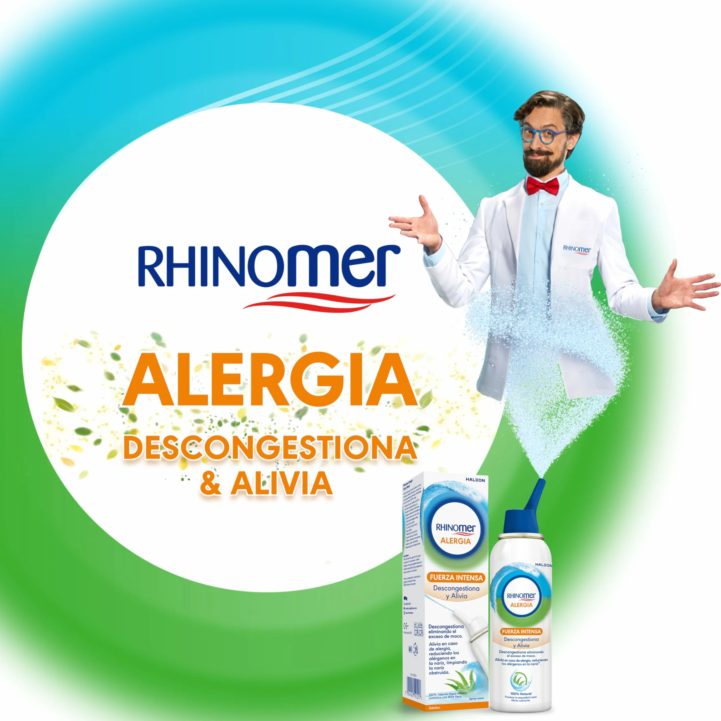 Rhinomer Spray nasal 100 % naturel eau de mer isotonique à l'aloe vera décongestionne soulage allergie force intense adultes 100 ml