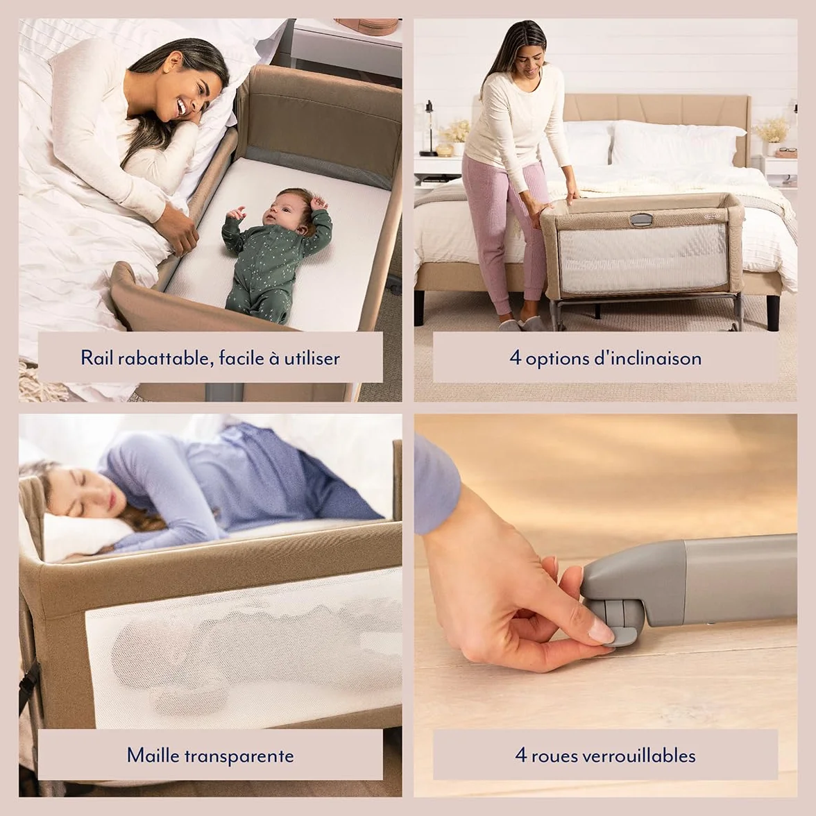 GRACO Sweet2Sleep™ Lit d'appoint co-Sommeil, de la Naissance à 6 Mois (Max. 9 kg), Oatmeal