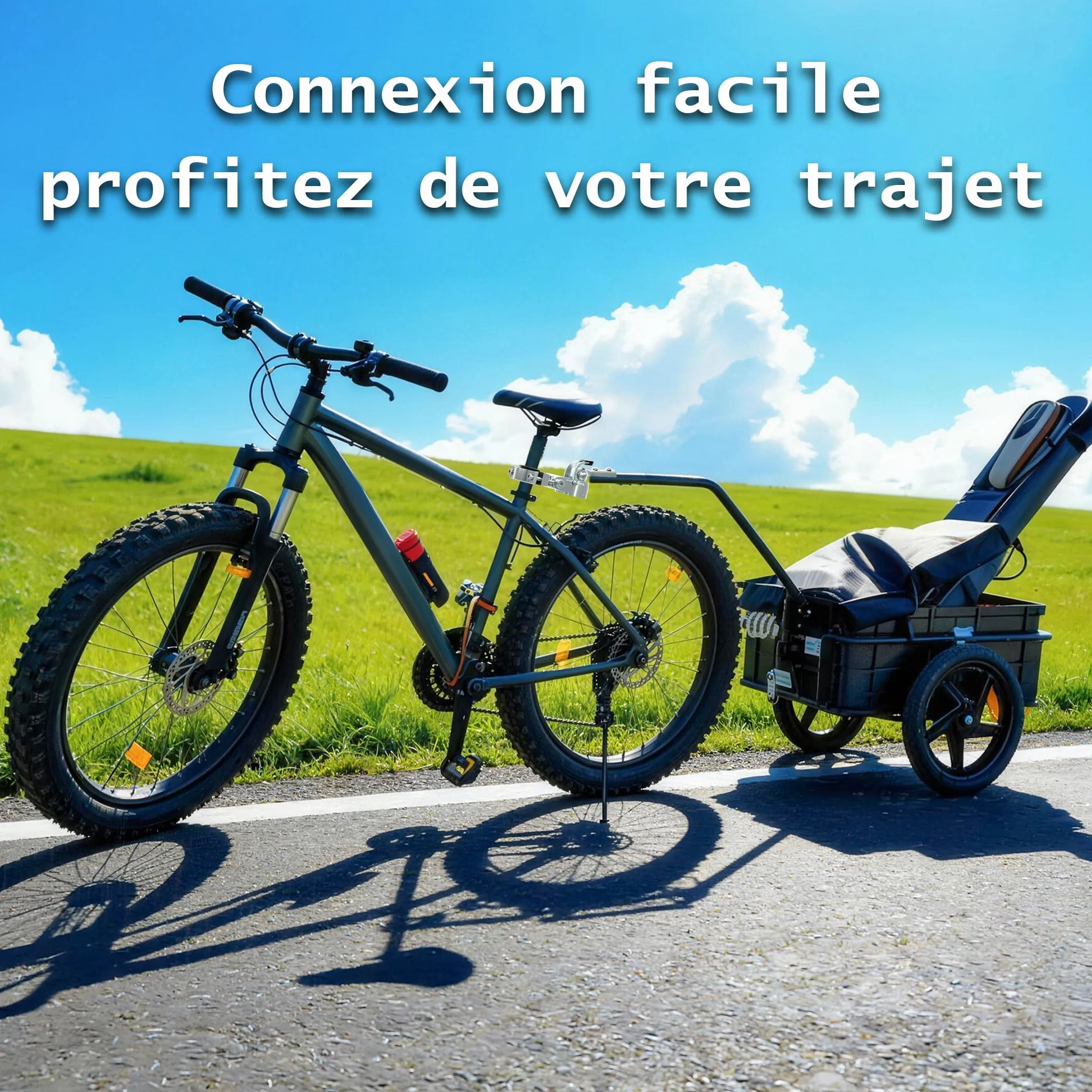 Robuste Attelage de Remorque de Vélo en Acier Galvanisé pour Tige de Selle 26-33 mm