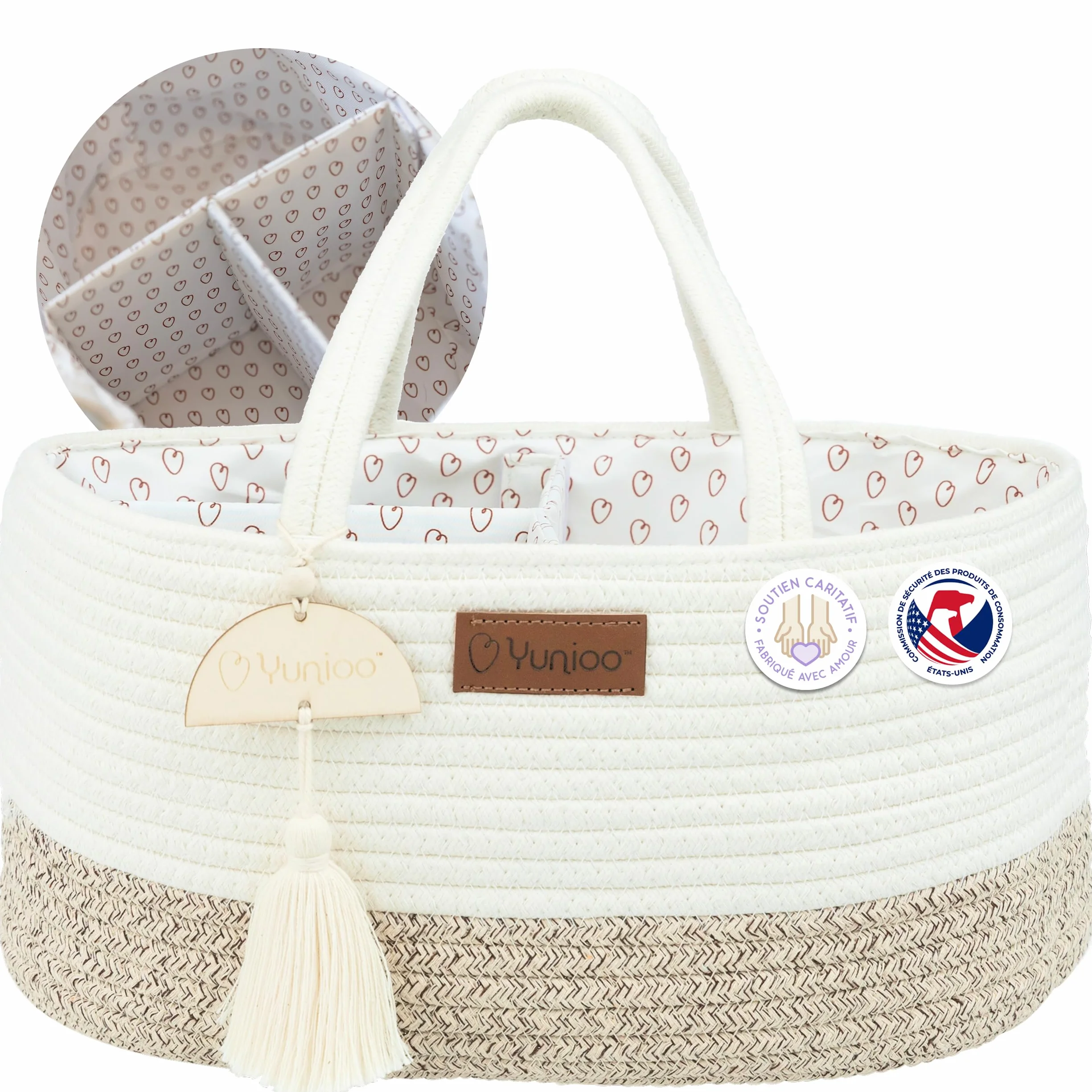 Yunioo Organisateur de panier à couches pour bébé│Sac à langer│Panier de rangement pour couches│Organisateur de jouets│Panier à langer