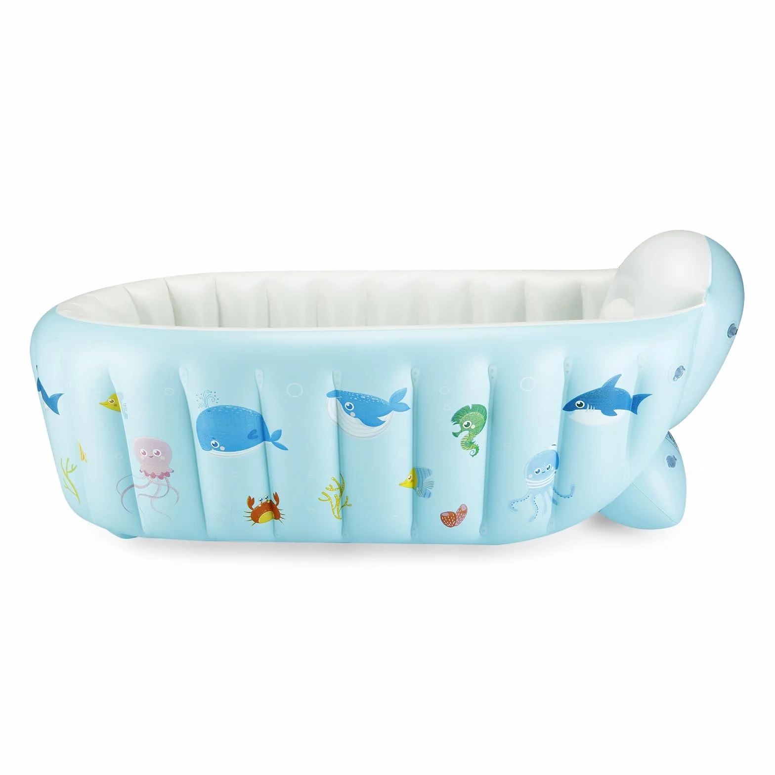 PandaEar Baignoire gonflable portable bébé enfant bassin antidérapant pompe à air bleu baleine