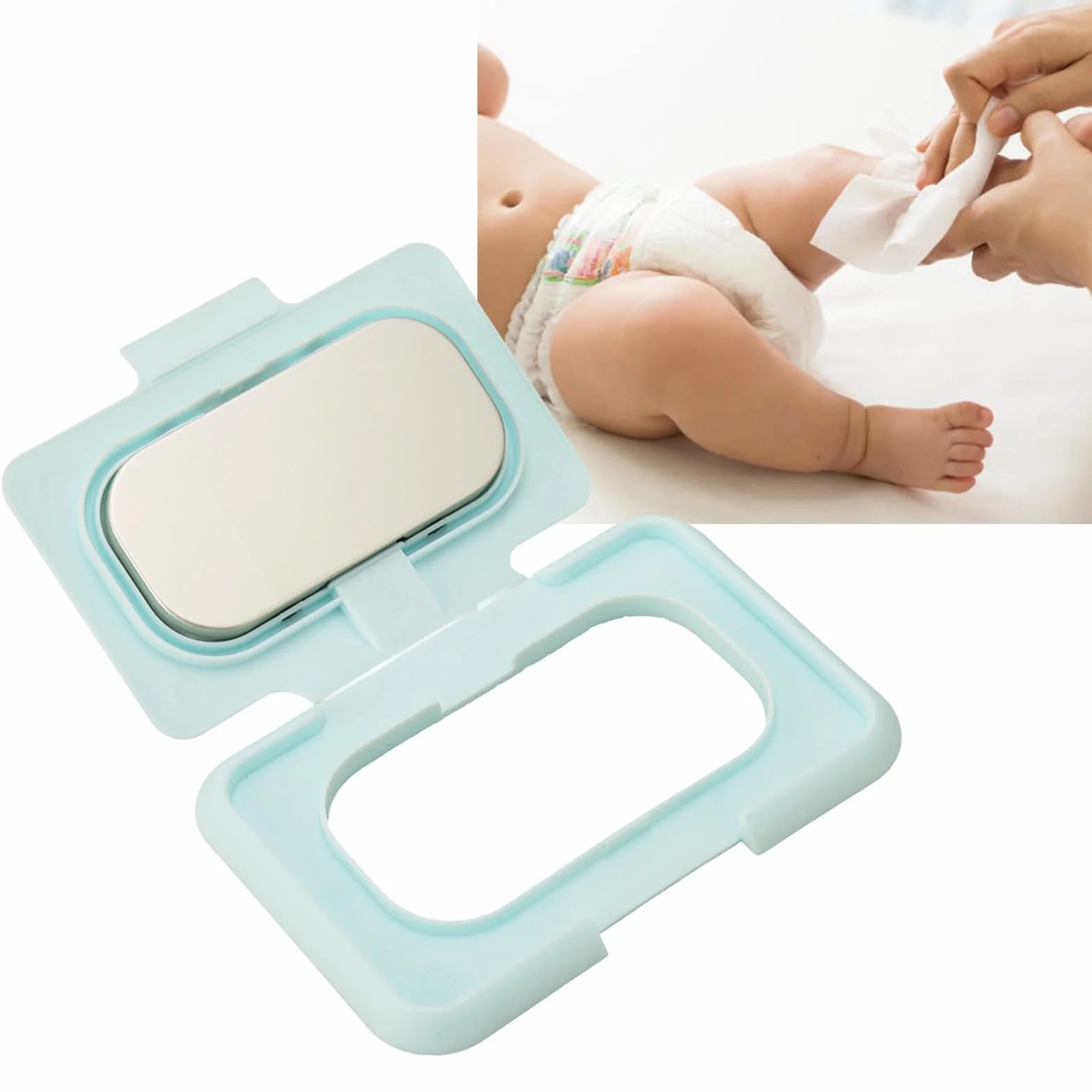 Chauffe-Lingettes pour bébé Portable, Chauffage Uniforme, Température Constante, USB, Bleu Clair