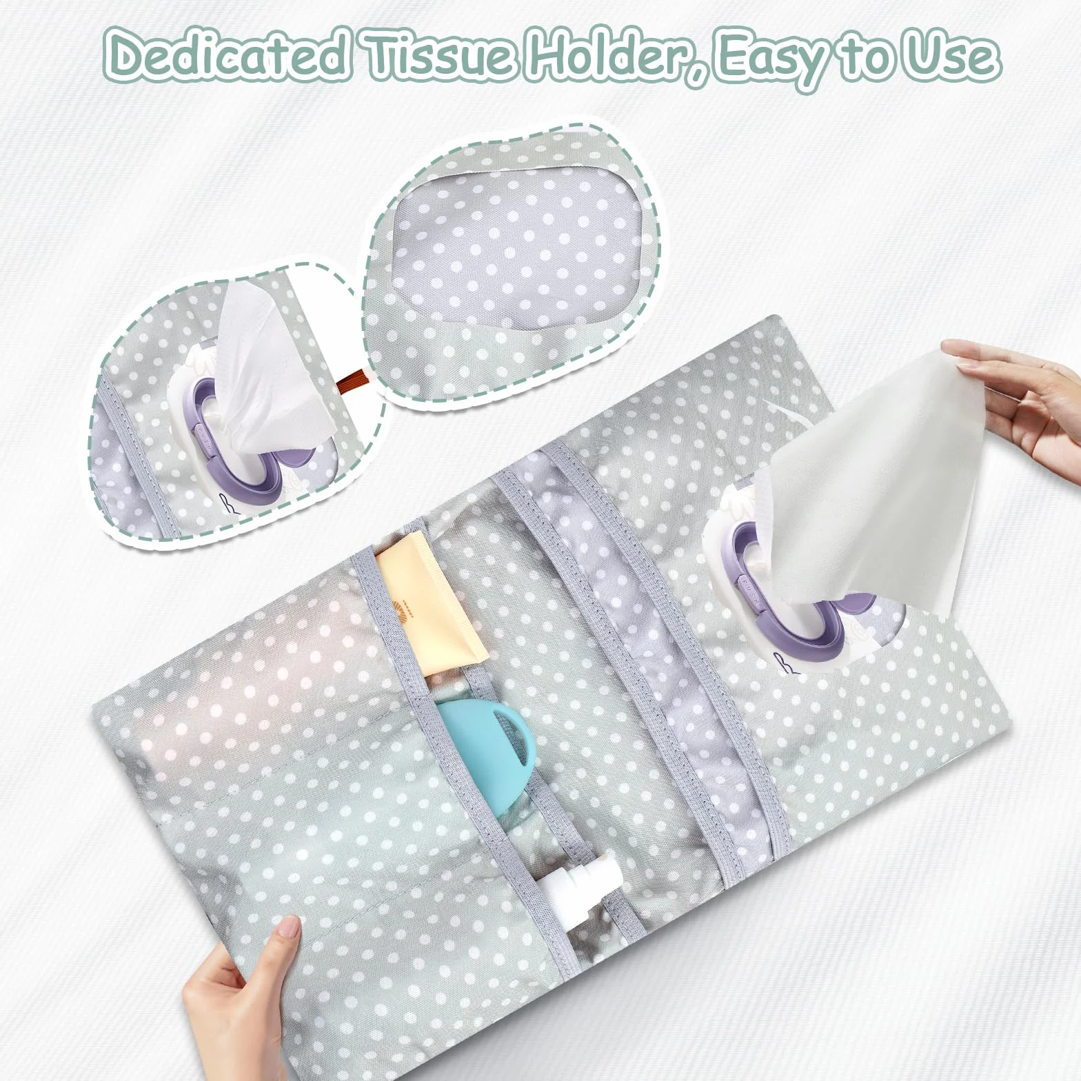 Zocipro Sac à Langer Bébé 2 en 1 Lingettes, Organisateur Pochette de Change Réutilisable