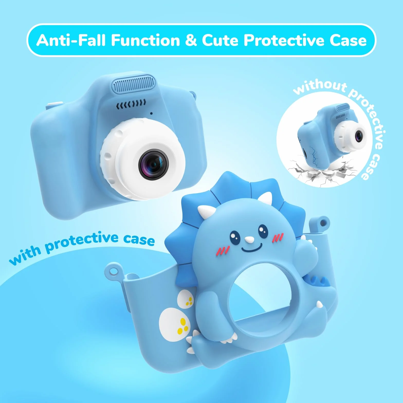 HiMont Appareil Photo Enfant 20MP 1080P Numérique Caméra Vidéo Selfie avec Carte TF 32G Bleu