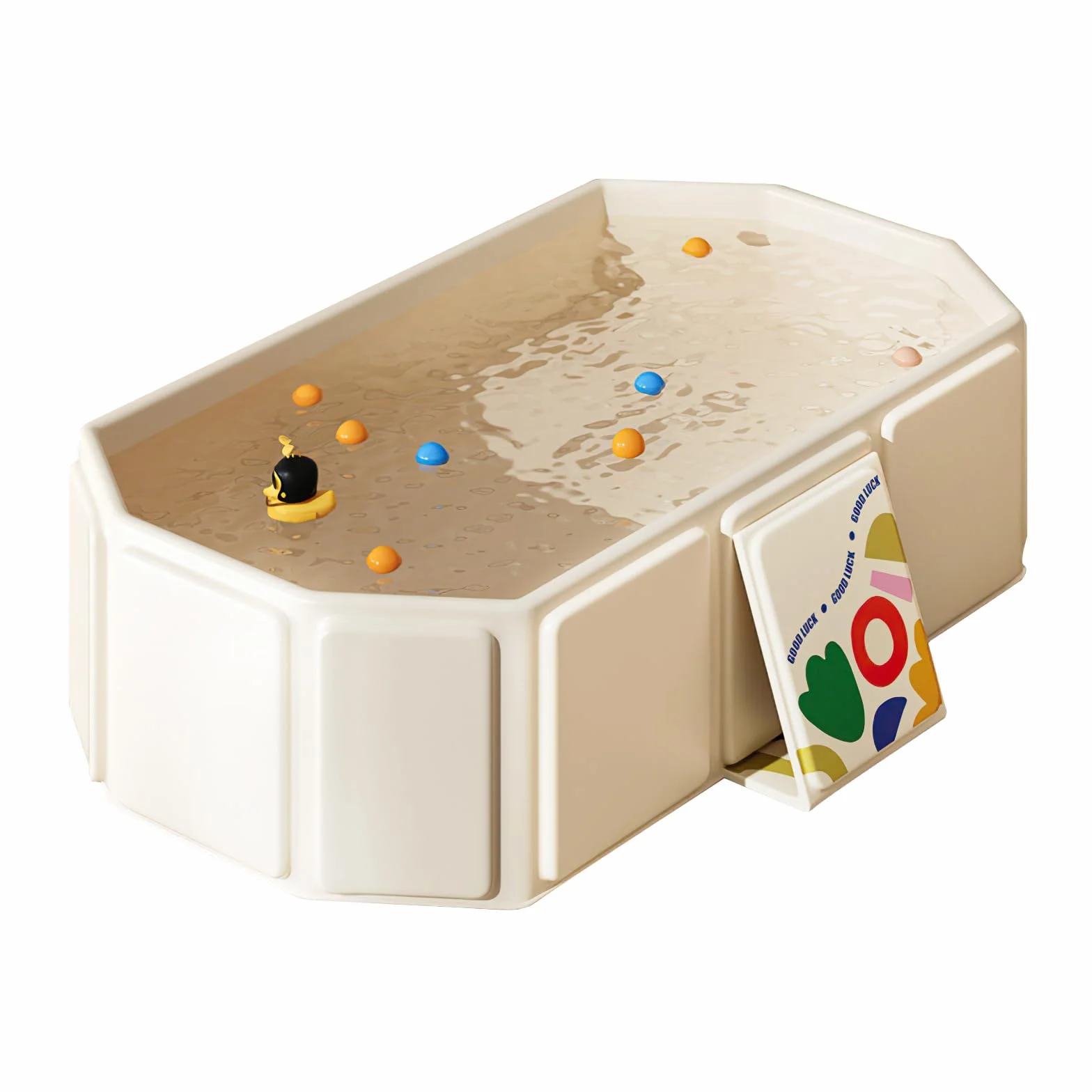 Baignoire pliable bébé pour enfants 0-8 ans avec bouchon de vidange, Beige