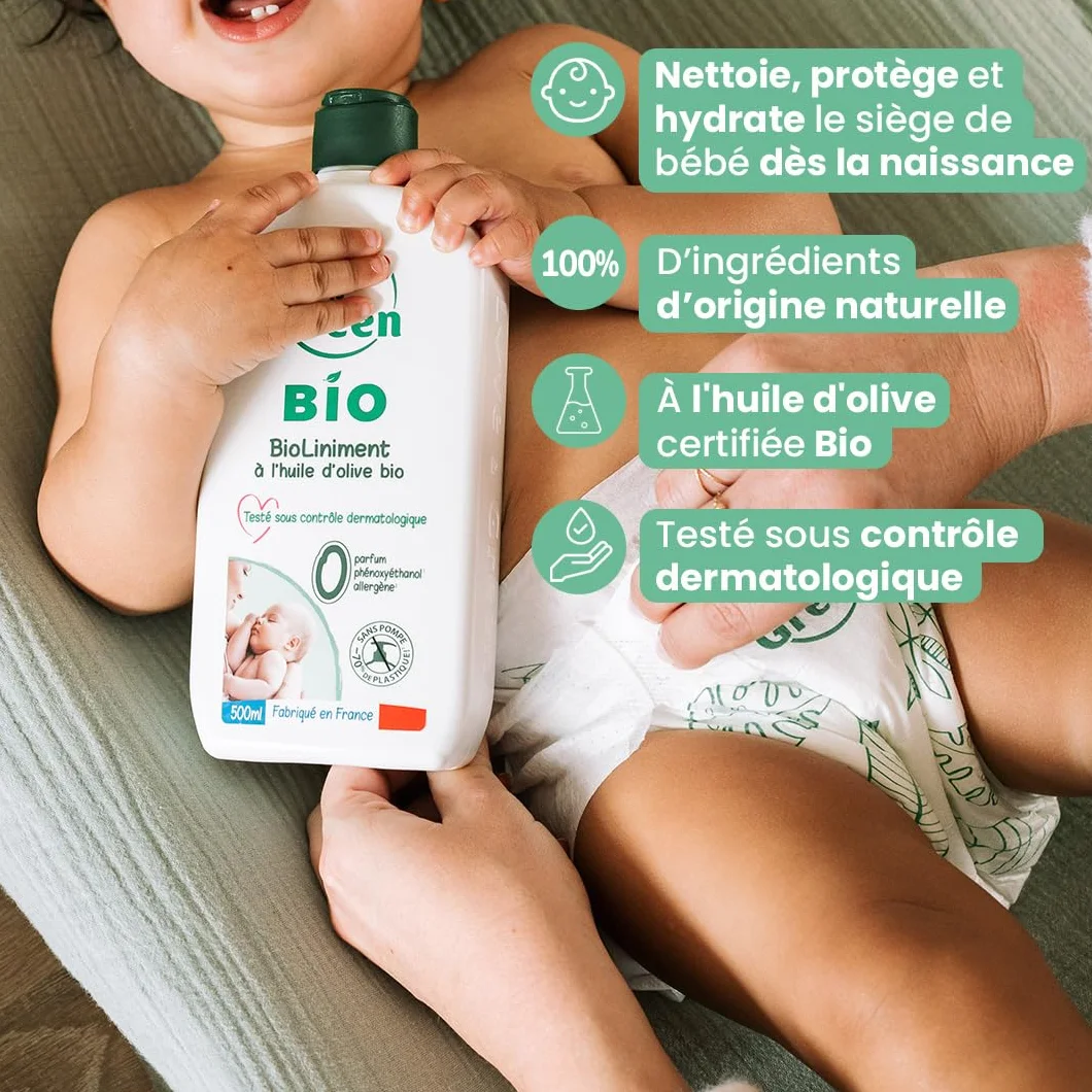 Love & Green BioLiniment certifié Bio Sans parfum 500ml Fabriqué en France
