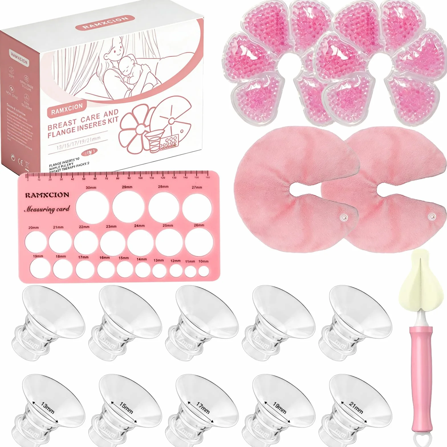 Inserts de Bride 13-21mm + Coussinet Gel Allaitement Compresse Froide Chaude, Compatibles Tire-laits