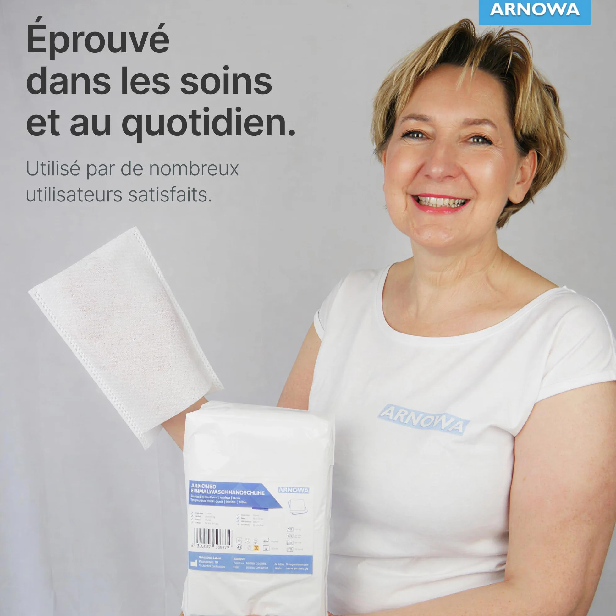 ARNOMED® Gant de Toilette Jetable en Molleton Hydrofuge pour Adultes & Bébés, 50 Pièces