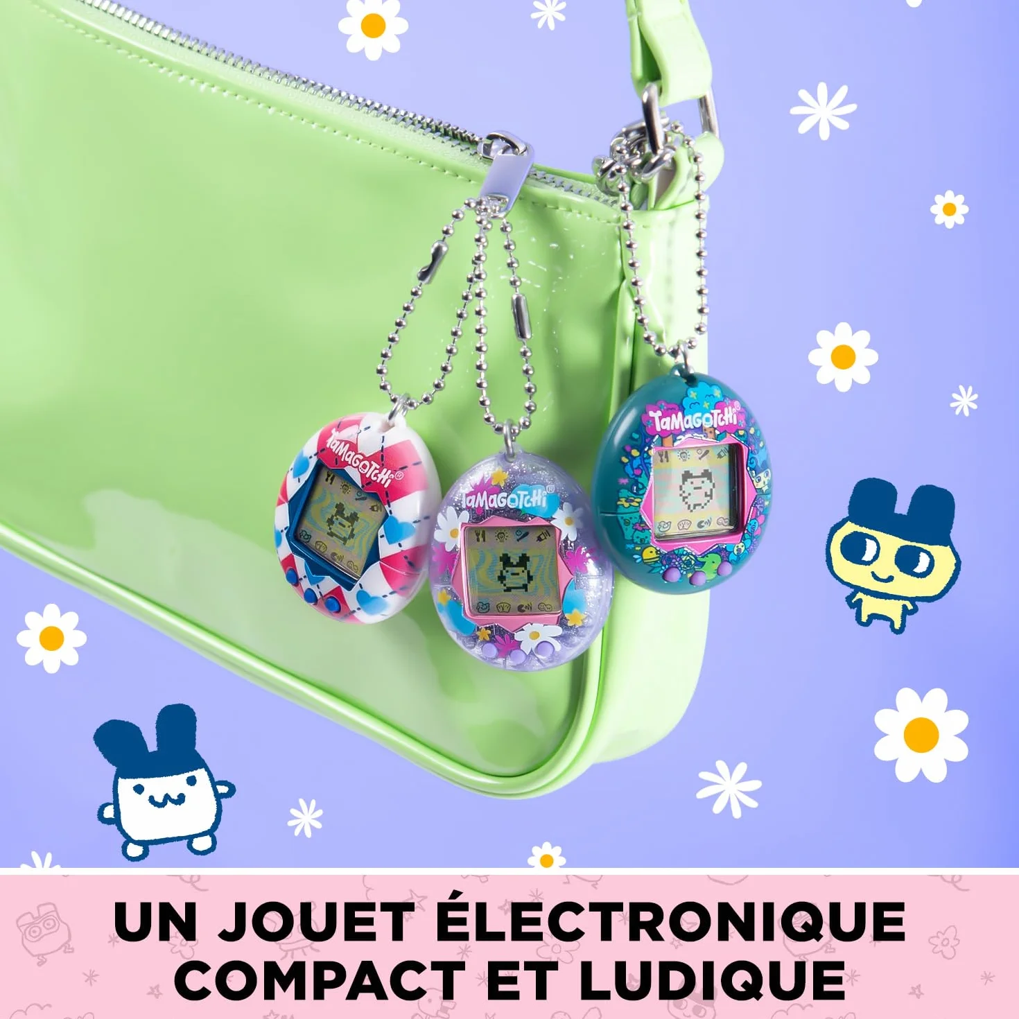 Tamagotchi Original Argyle Heart Animal interactif écran LCD Français Mini-Jeux Jouet Enfant 8 Ans+
