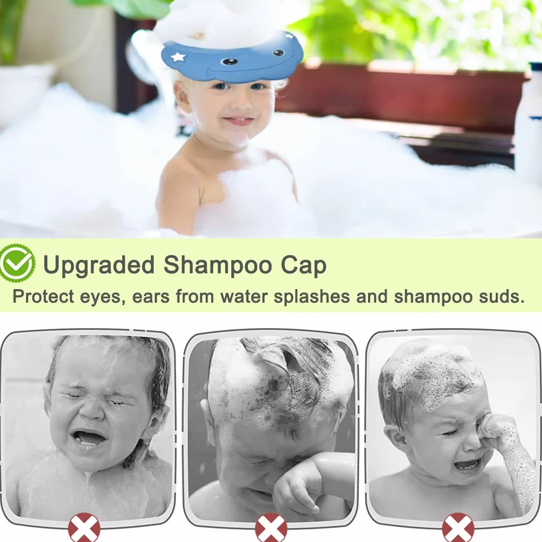 Enfants Shampoing Chapeau Réglable Bonnet de Douche Bébé Visière Bain Casquette Protection Yeux Oreilles Visage