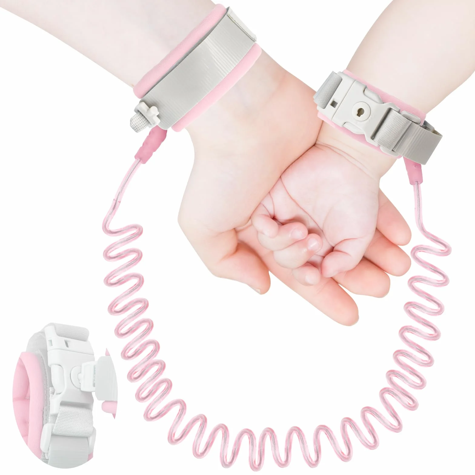 Bracelet anti-perte sécurité bébé enfant avec cordon perdu 1,5 m rose antivol bagages aide marche