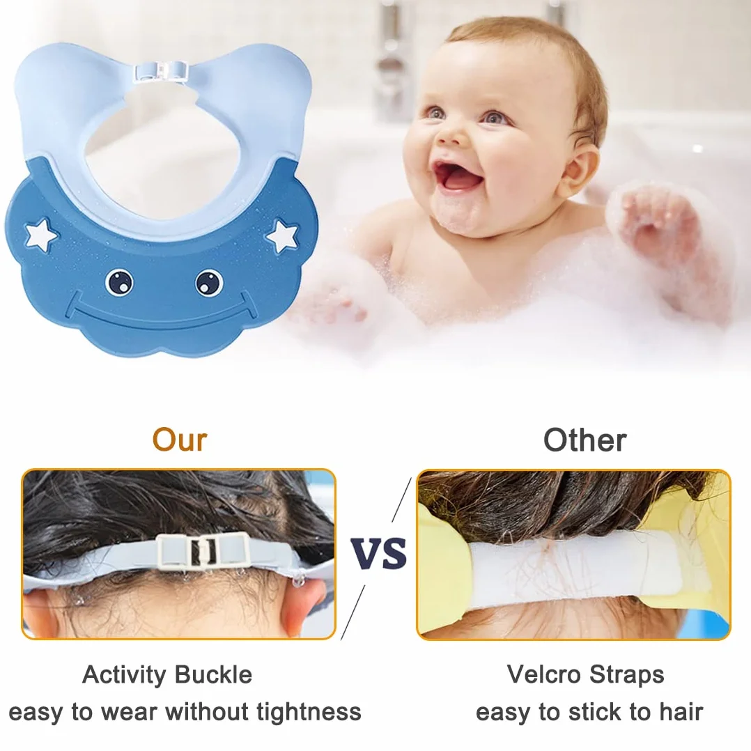 Enfants Shampoing Chapeau Réglable Bonnet de Douche Bébé Visière Bain Casquette Protection Yeux Oreilles Visage