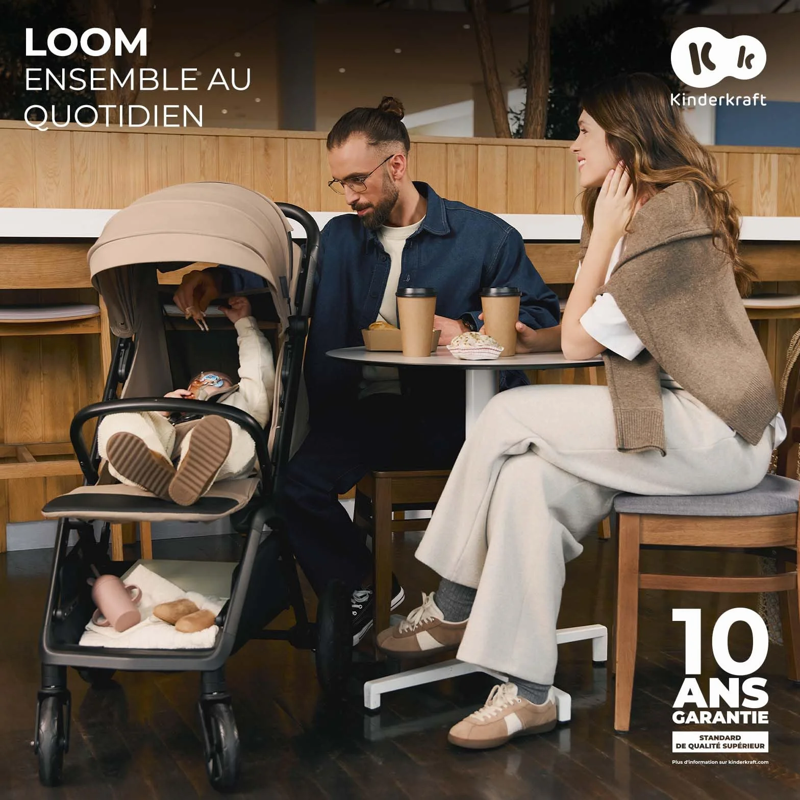 Kinderkraft LOOM Poussette compacte et légère, pliage automatique, jusqu’à 22 kg, Vert