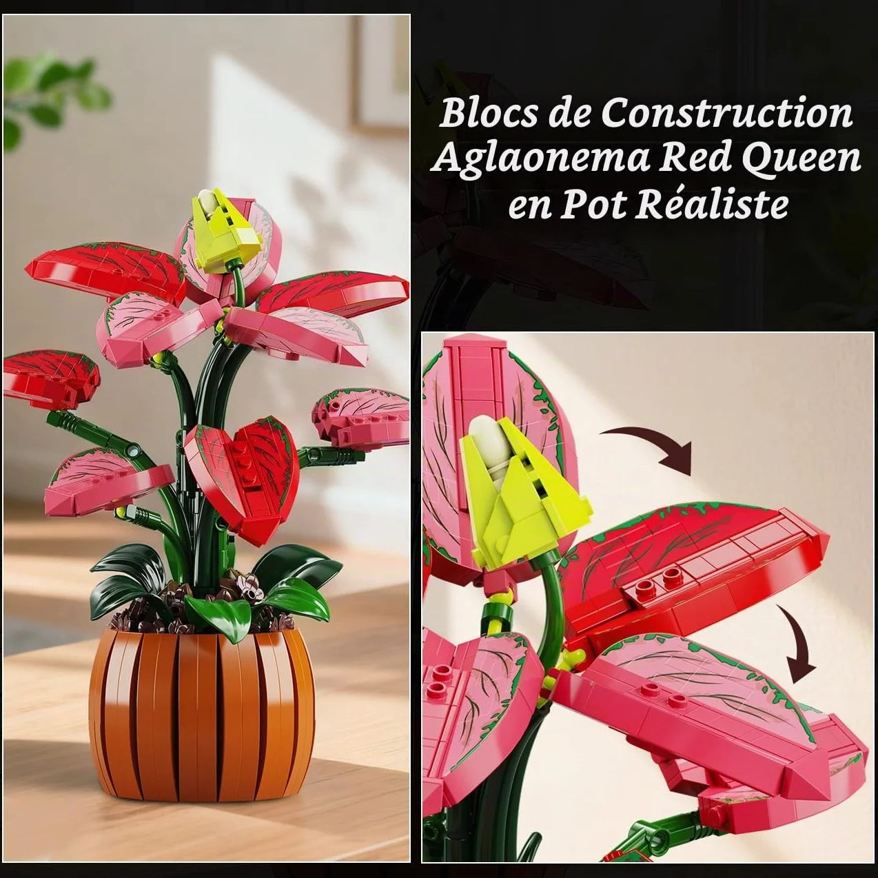 HiWEEGO Bonsai Building Set 782 pièces Fleurs Artificielles Décoration Intérieure