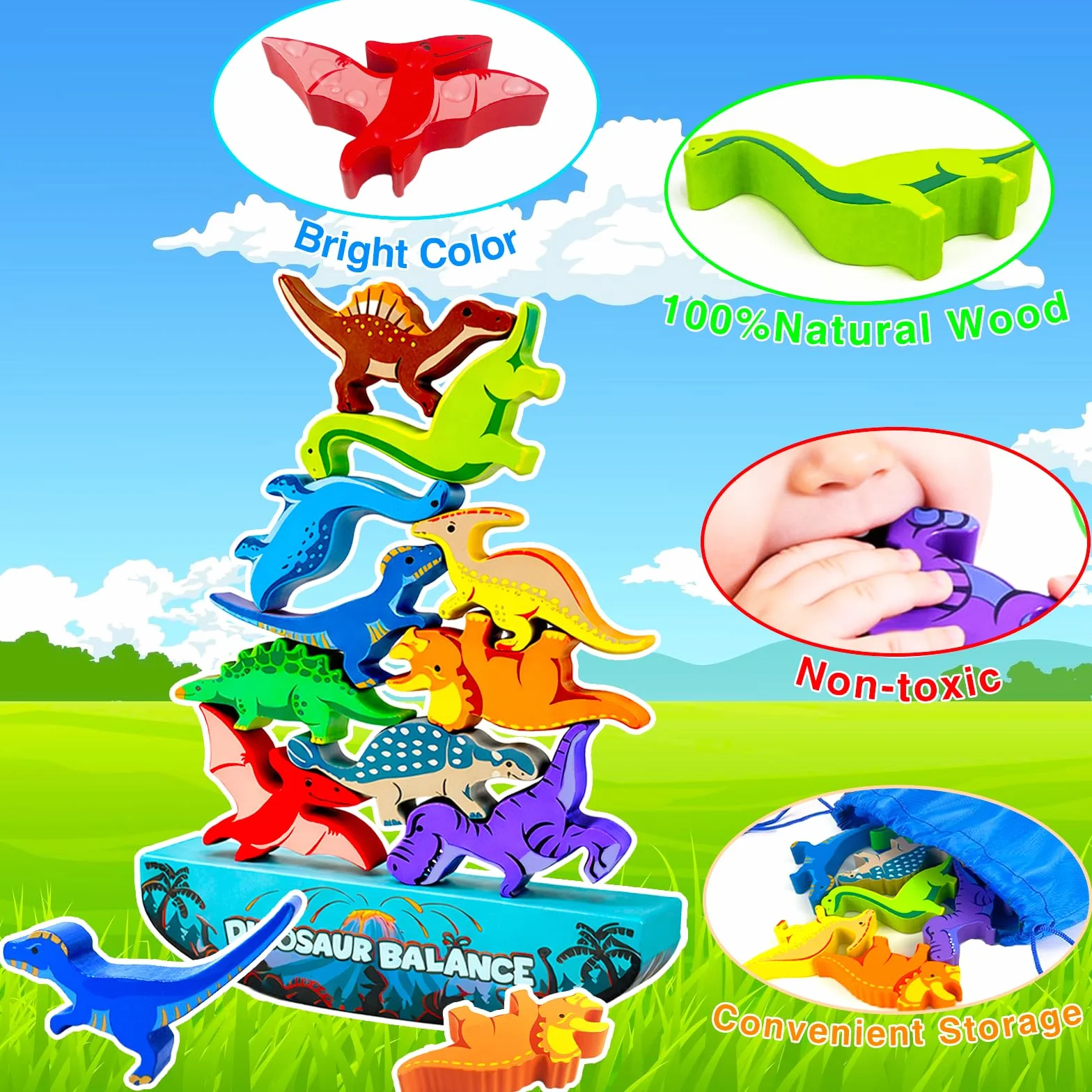 Jeu Montessori 2-6 Ans Dinosaure Jouet en Bois Smart Games Éducatif Cadeau Enfant