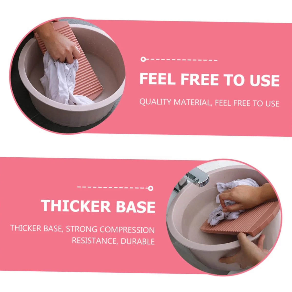 Bassine de Lavage Grosse Taille pour Bébé Rose, Bassin en Plastique Épais pour Nettoyage Linge Camping Maison