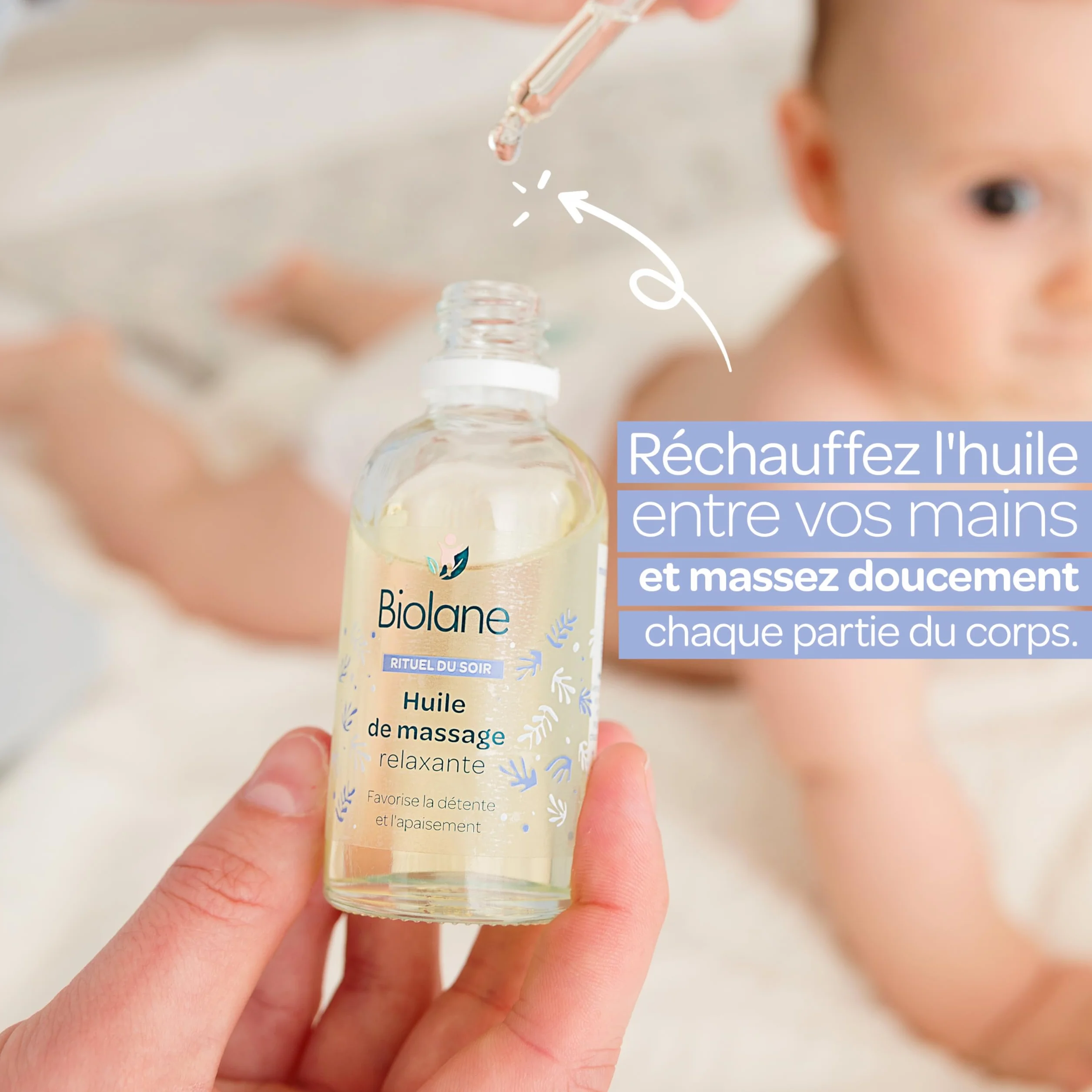 BIOLANE Huile de massage Bébé Détente 50ml Fabriqué en France