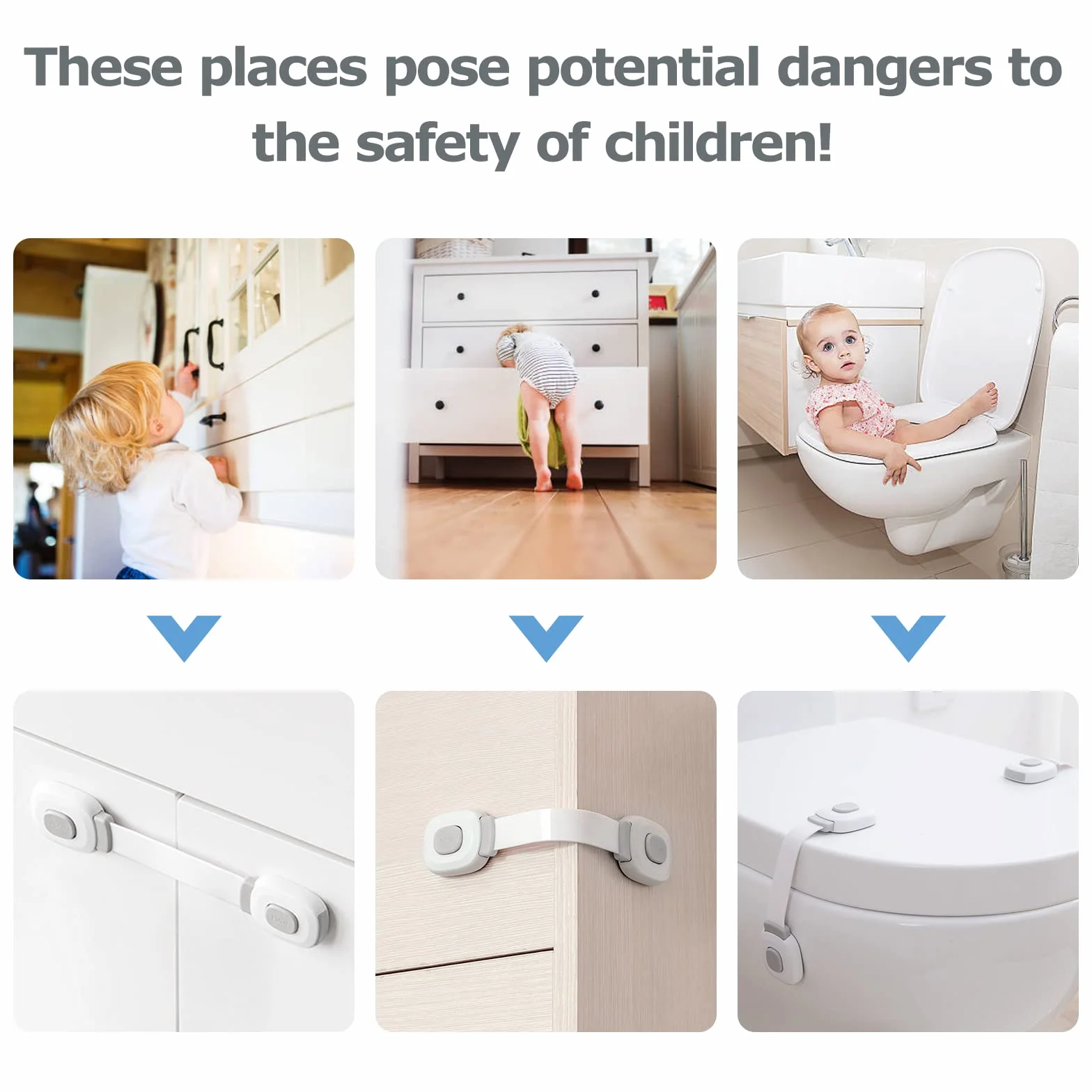 BillyBath Bloc Porte Securite Bebe 6 Pièces, Bloque Tiroir Placards Loquets et Frigo Securite Placard Enfant Protection Bebe Maison
