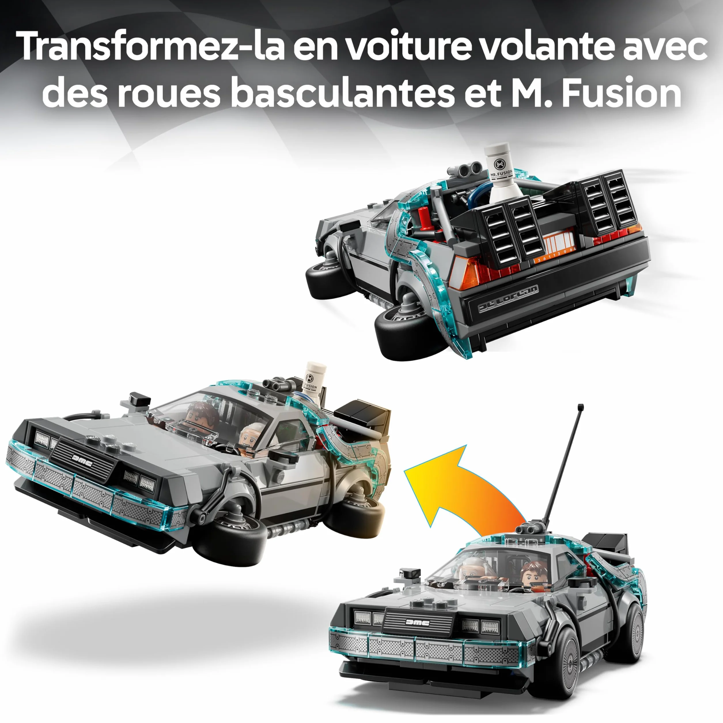 LEGO Speed Champions La Machine à Remonter Le Temps Retour vers Le Futur Jouet Voiture Maquette Minifigurines Doc Brown Marty McFly Cadeau 9 Ans 77256