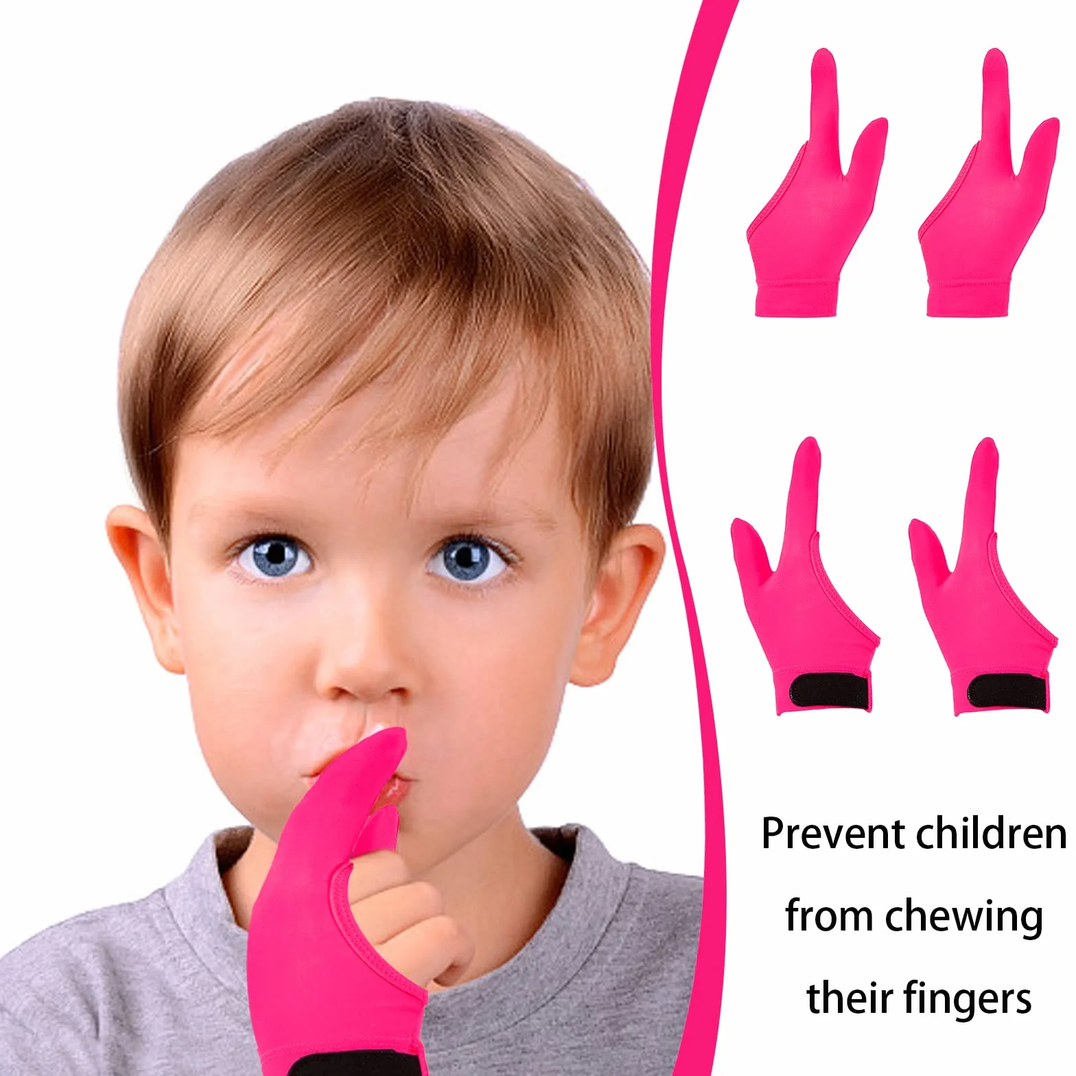 Gants de protection pour le pouce - Lot de 4 - Compression respirants - Anti-succion - Enfants - Rose