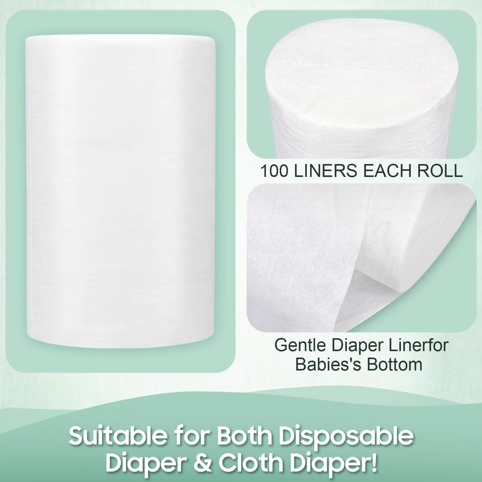 Sonew doublures de couches jetables pour bébé bambou non parfumées biodégradables 100pcs