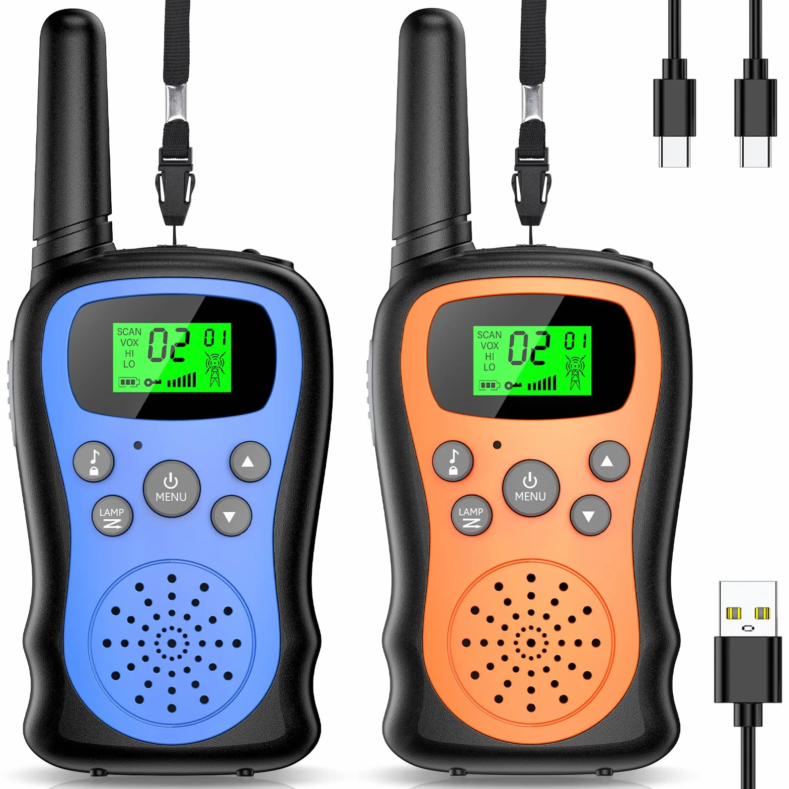 Pakinui Talkie Walkie Enfants Rechargeable Longue Portée 3 KM Batterie 1000mAh Ensemble de 2 avec Lampe de Poche VOX Camping Randonnée